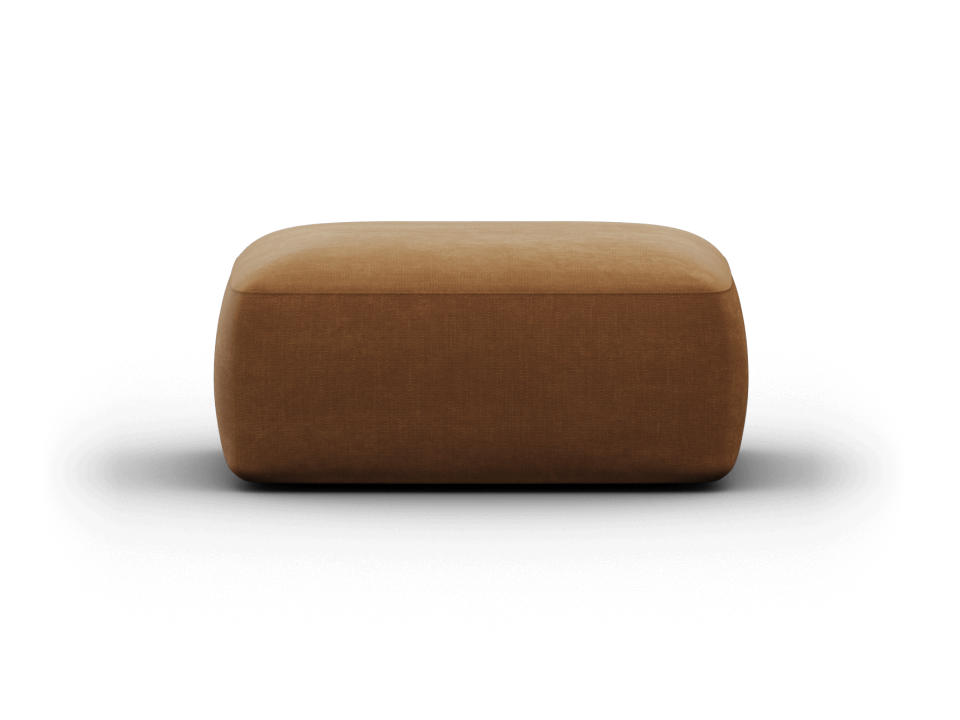 Luxurious ottoman in rich brown fabric, featuring a sleek rectangular shape with smooth edges. Perfect for modern living spaces, offering both style and function.