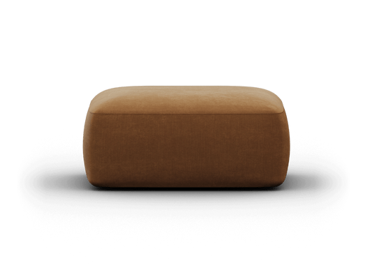 Luxurious ottoman in rich brown fabric, featuring a sleek rectangular shape with smooth edges. Perfect for modern living spaces, offering both style and function.