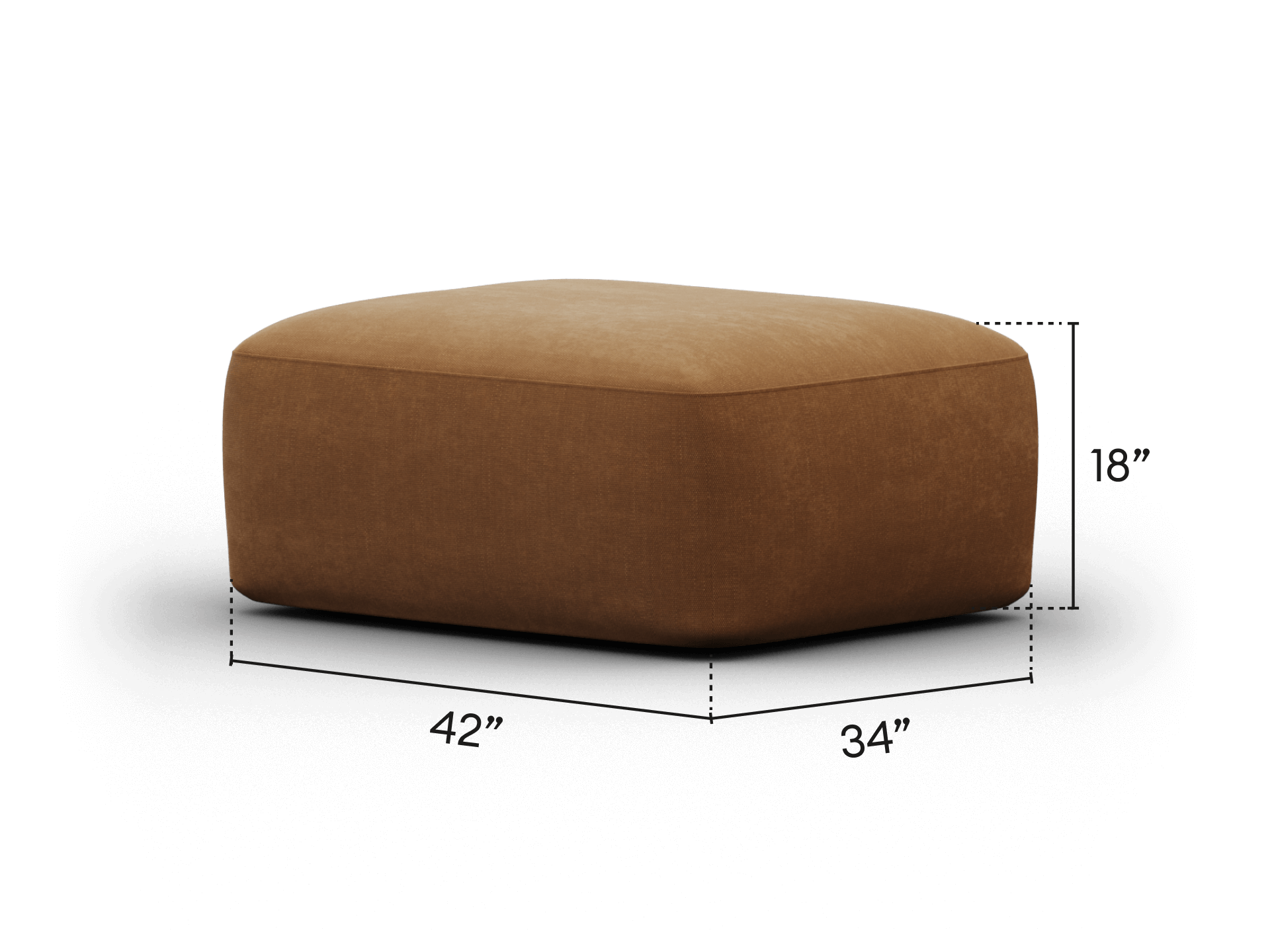Luxurious ottoman crafted from rich brown velvet, featuring clean lines and a plush finish. Perfect for a sophisticated living room or lounge setting.