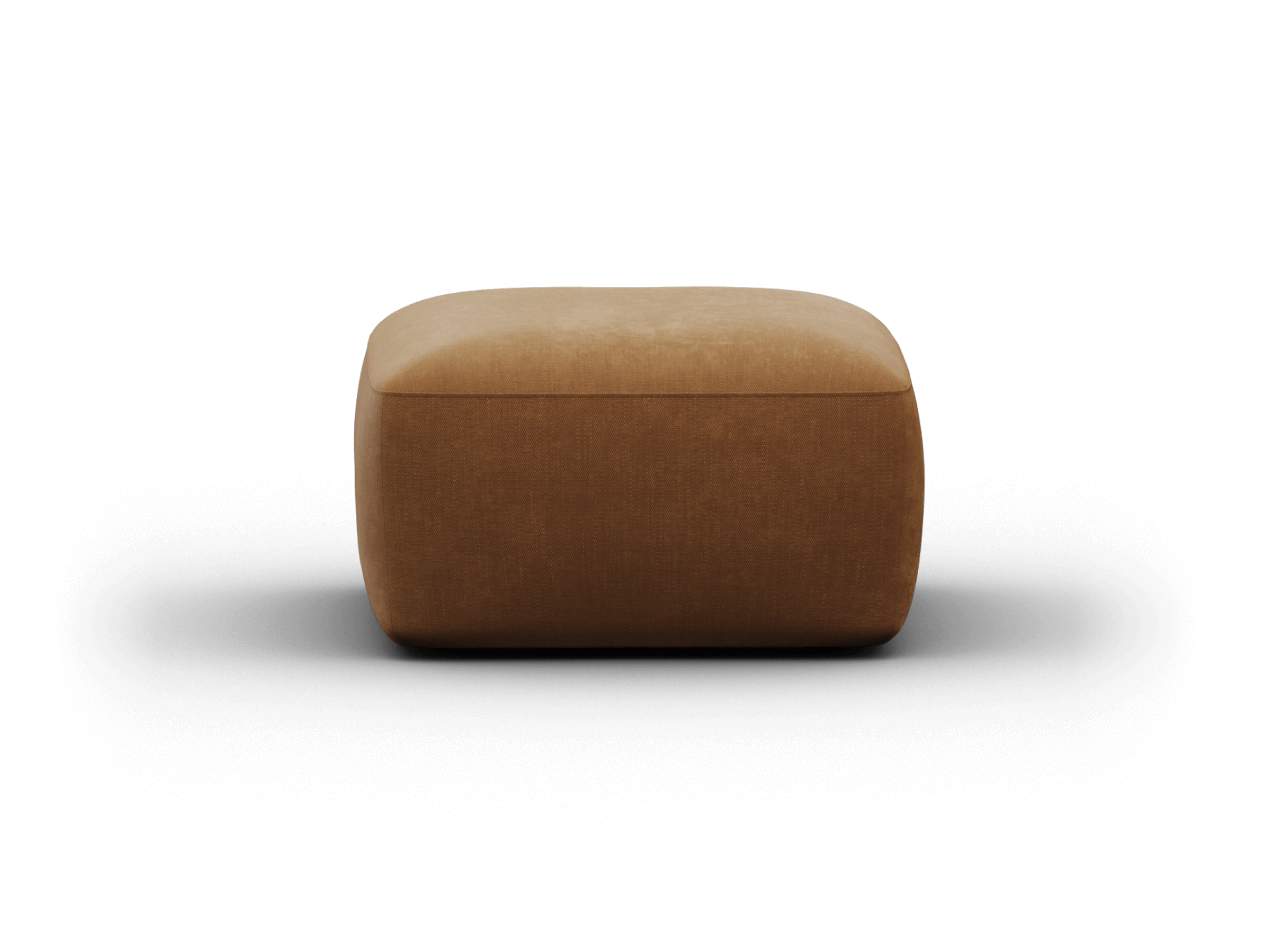 Elegant ottoman in rich brown velvety fabric, featuring a seamless rectangular design. Perfect for modern living spaces, blending luxury and functionality.