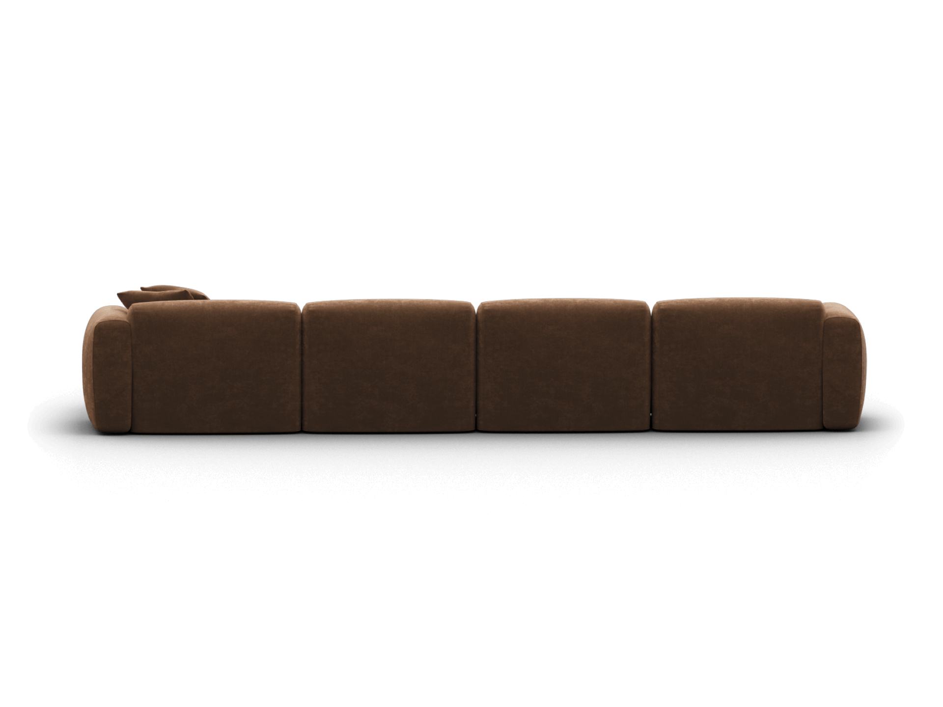 Luxurious brown leather modular sofa with plush cushions, sleek design, and oak-finished legs. Perfect for contemporary living spaces.