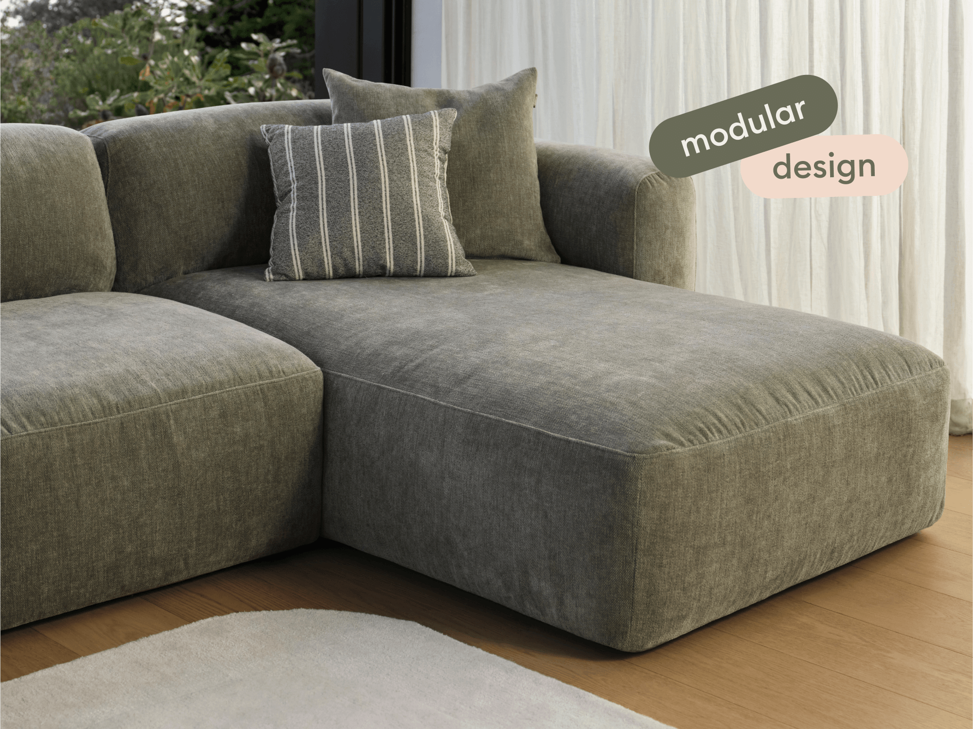 Torquay Modular Sofa - Regular / 2 Sections / Forest Dawn (Luxe)