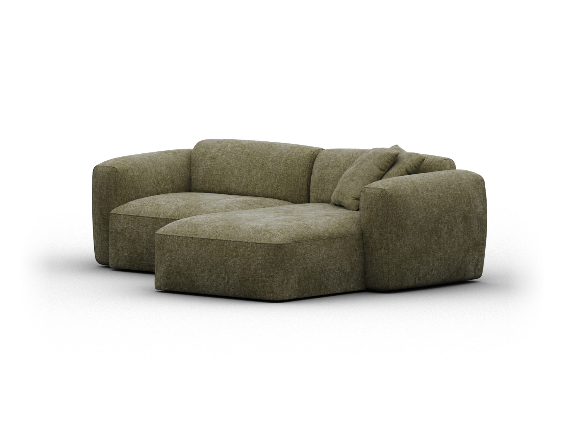 Luxurious olive green modular sofa with plush upholstery, deep seating, and plush cushions. Perfect for a modern living room setting.