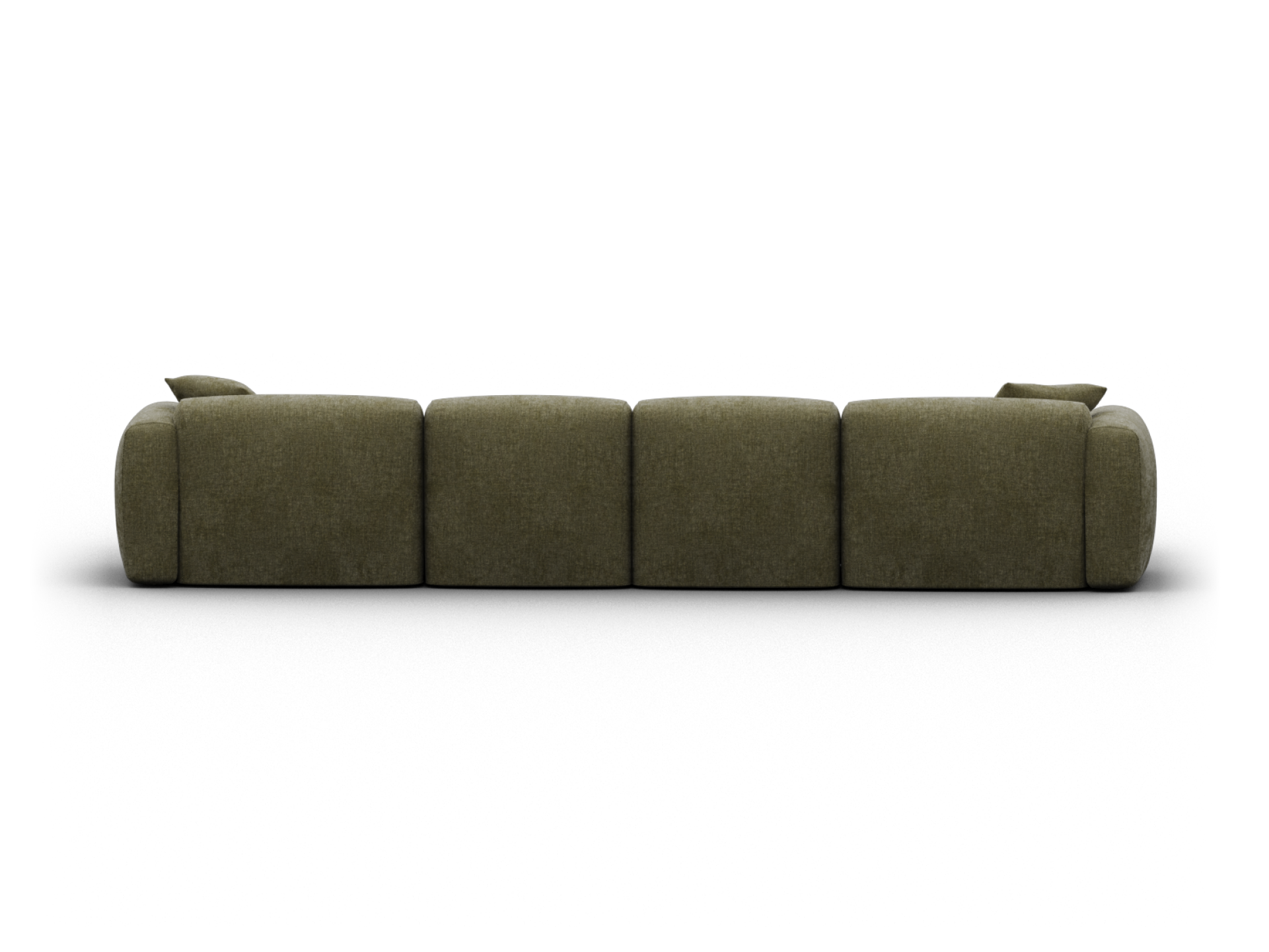 Luxurious olive green fabric sofa with modular design, featuring plush cushions and sleek lines, ideal for contemporary living spaces.