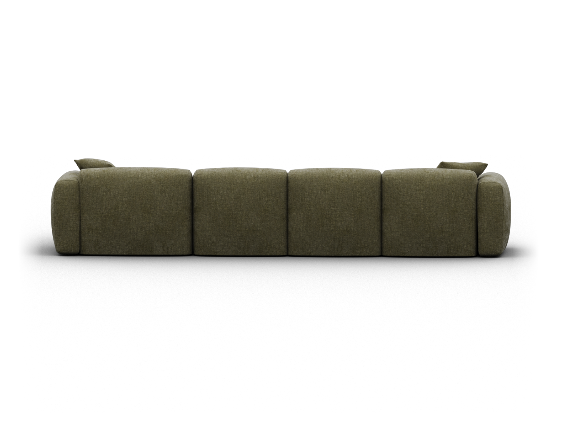 Luxurious olive green sofa featuring plush fabric upholstery, sleek modular design, and deep seating cushions. Perfect for contemporary living spaces.