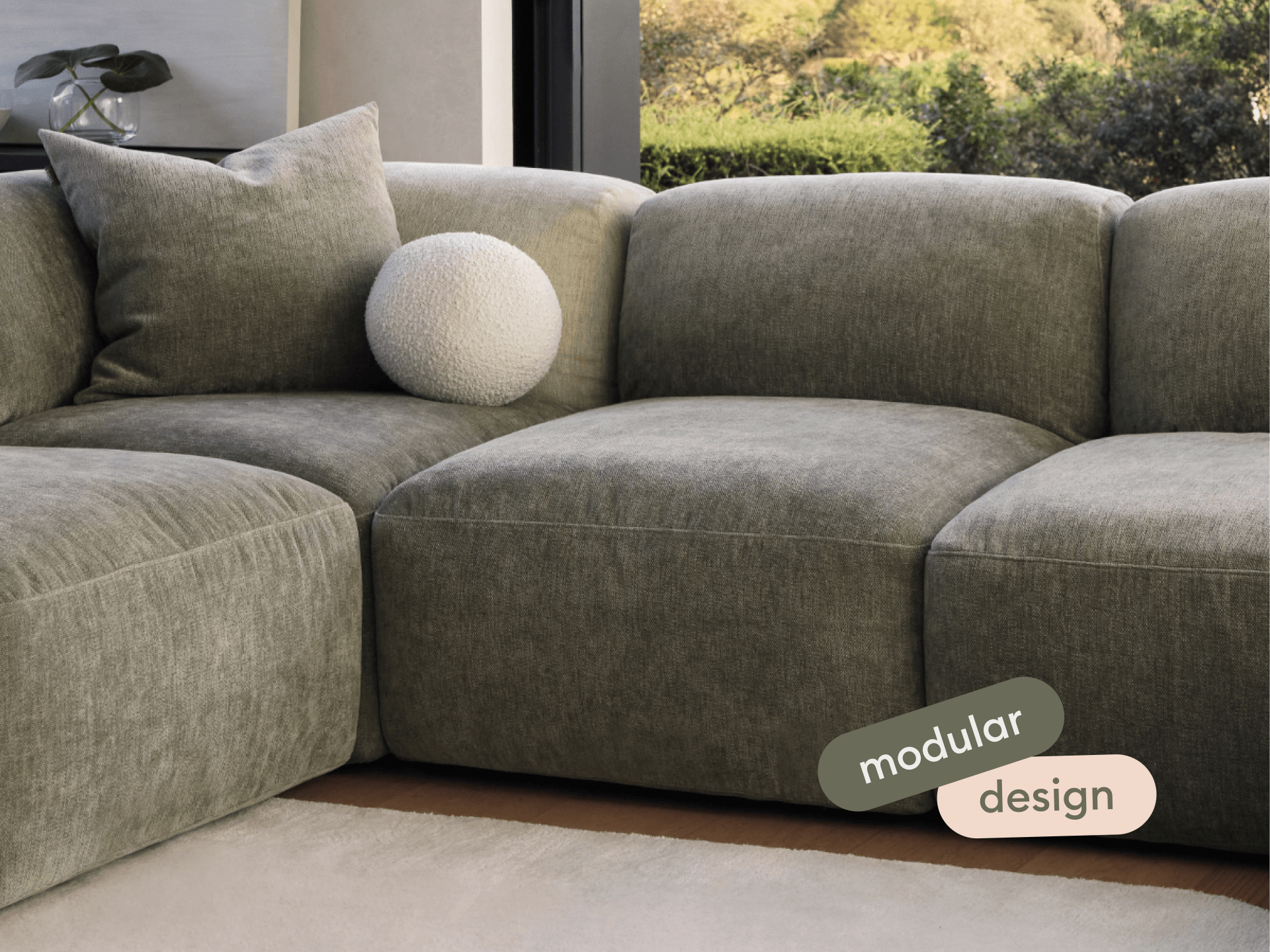 Torquay Modular Sofa - Regular / 6 Sections / Forest Dawn (Luxe)