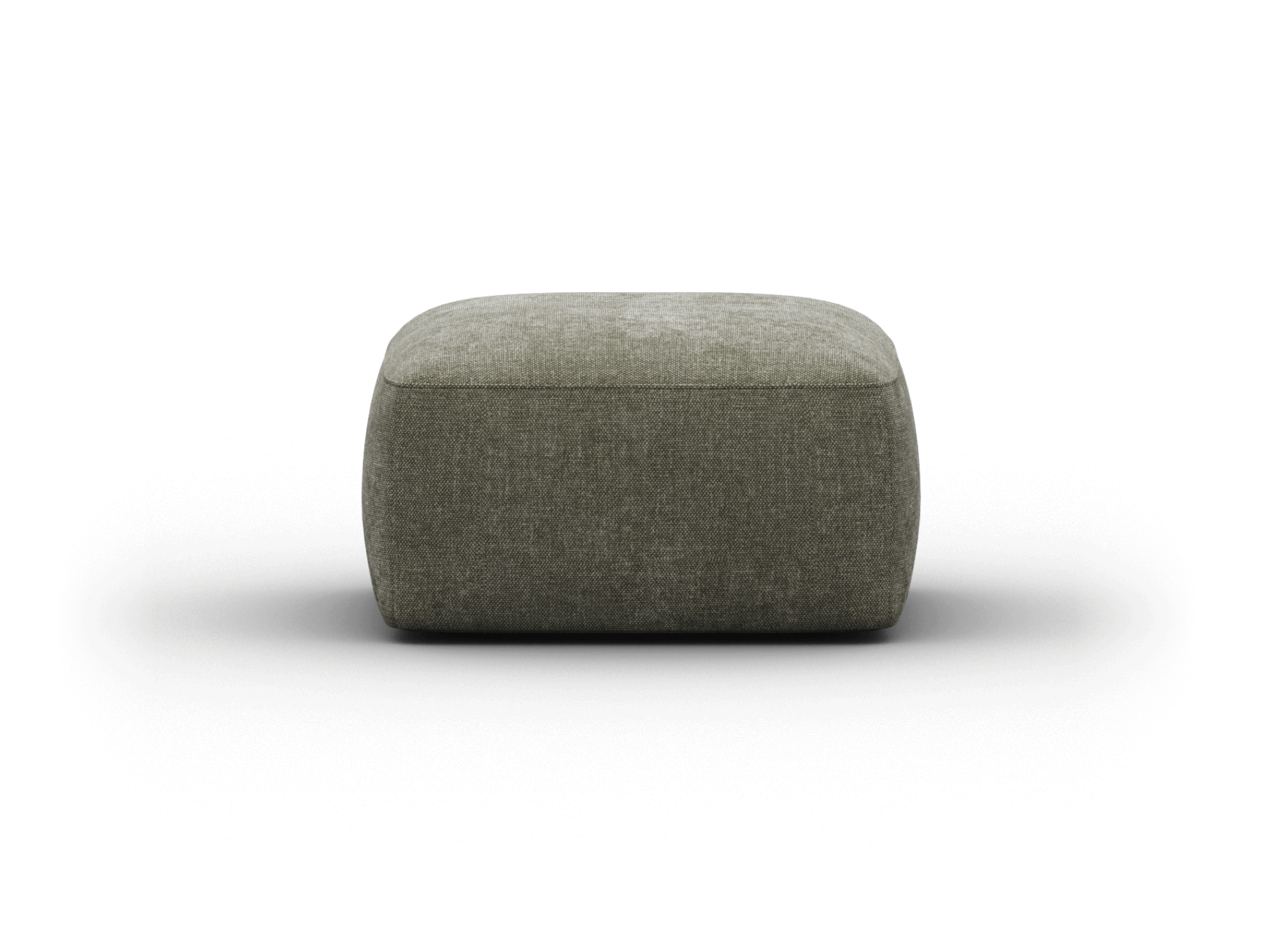 Luxurious ottoman upholstered in soft grey fabric with a sleek, minimalist design; ideal for chic living spaces in modern Australian homes.