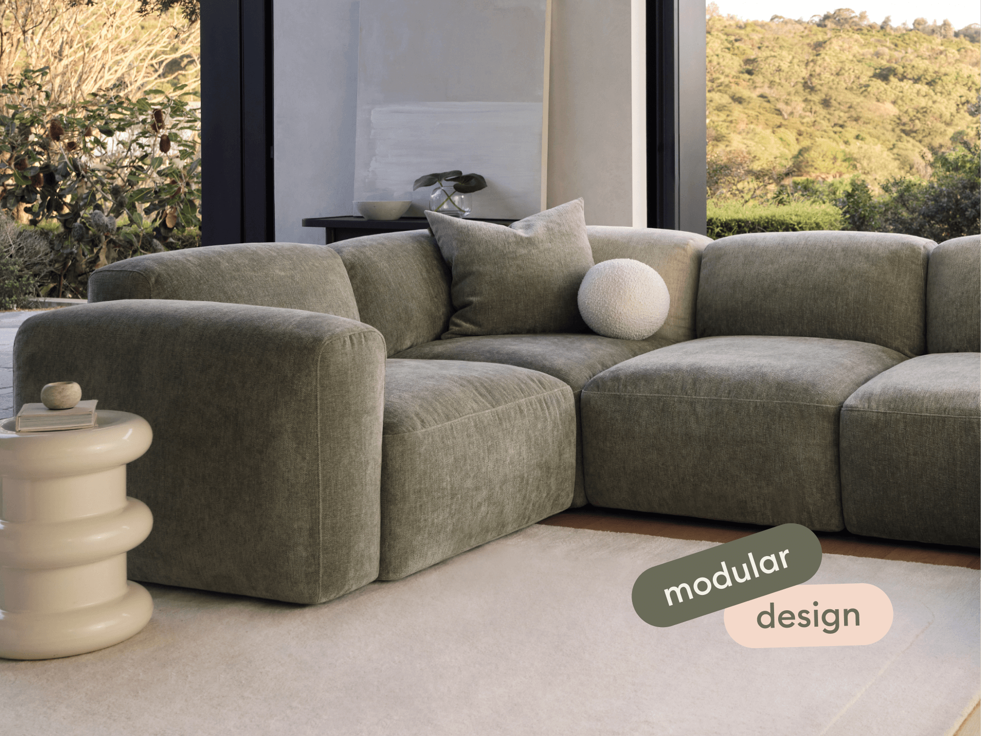 Torquay Modular Sofa - Extra Wide / 6 Sections / Forest Dawn (Luxe)
