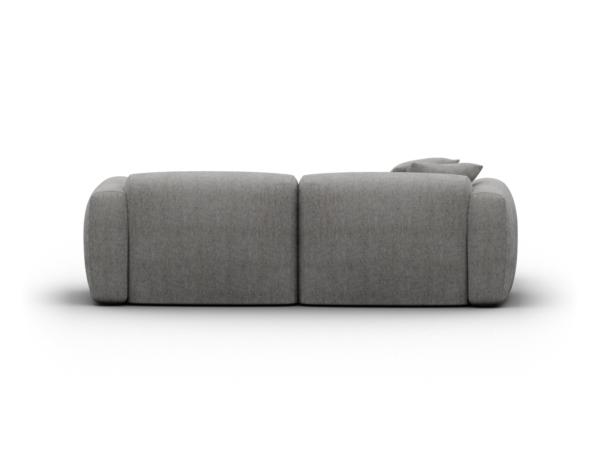 Luxury grey fabric sofa with minimalist design, plush cushioning, and a modern silhouette. Ideal for sophisticated living spaces.