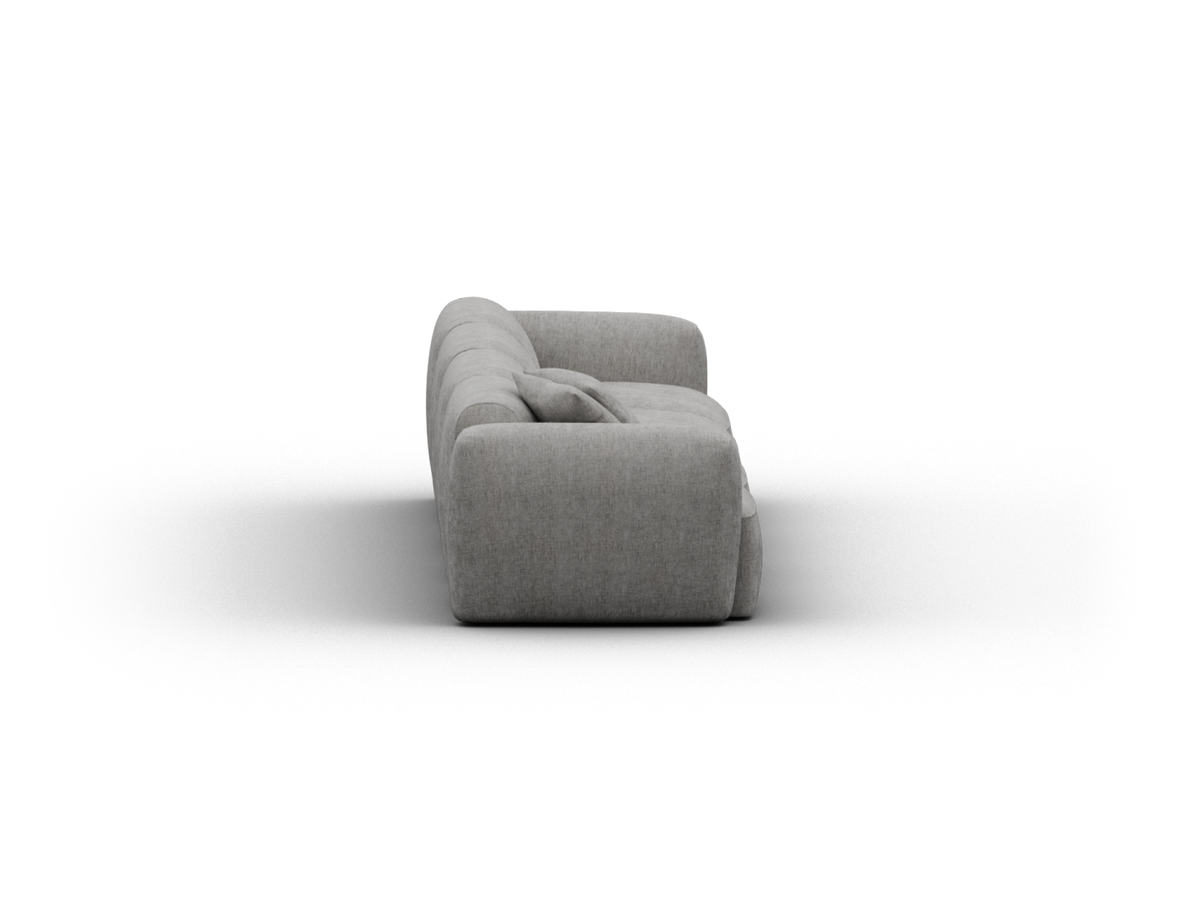 Luxurious grey sofa with plush upholstery, tufted detailing, and deep seating. Perfect for sophisticated modern living spaces.