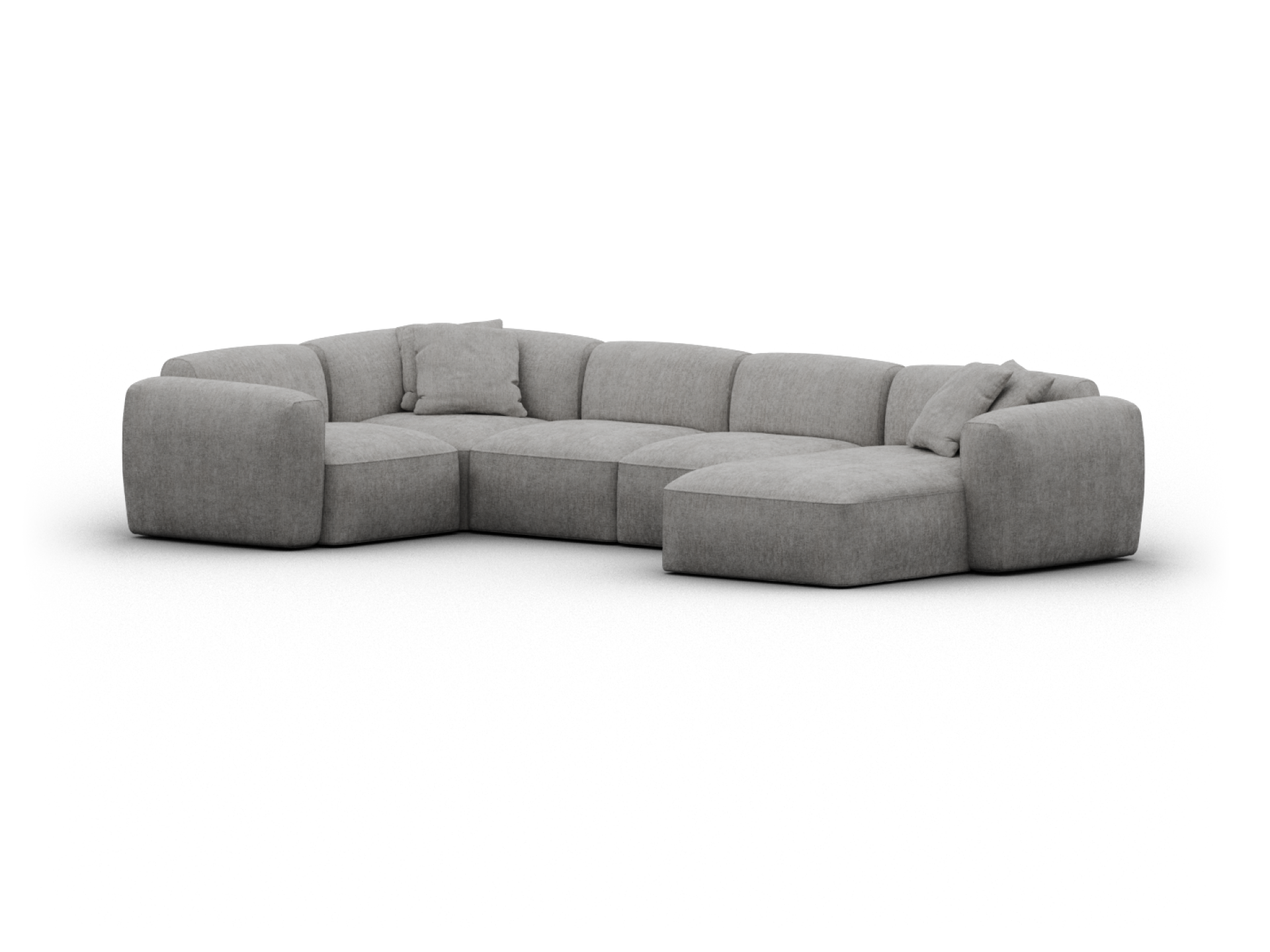 Torquay Modular Sofa - Regular / 5 Sections with Chaise / Moonlit Silver (Luxe)