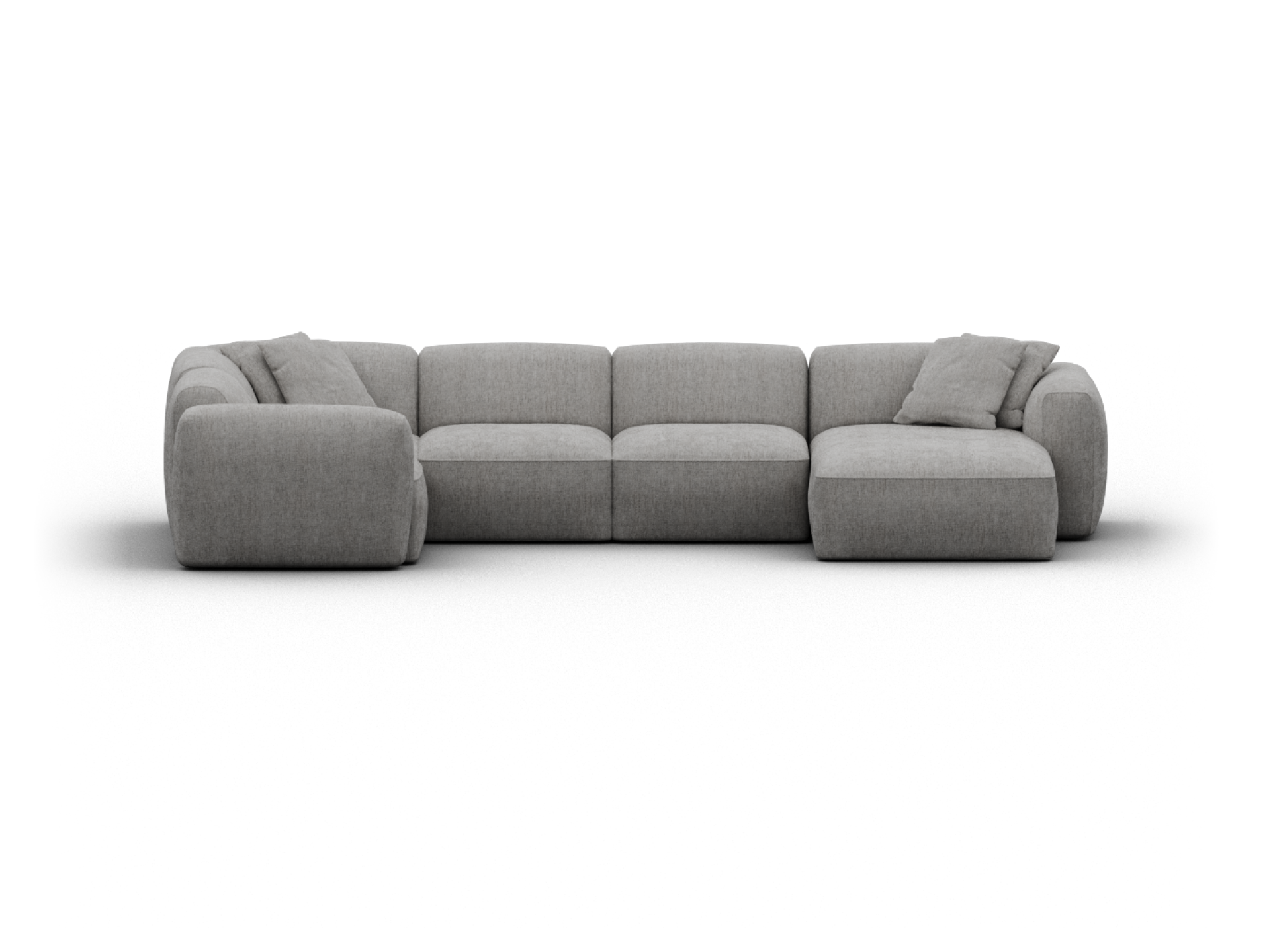 Torquay Modular Sofa - Regular / 5 Sections with Chaise / Moonlit Silver (Luxe)
