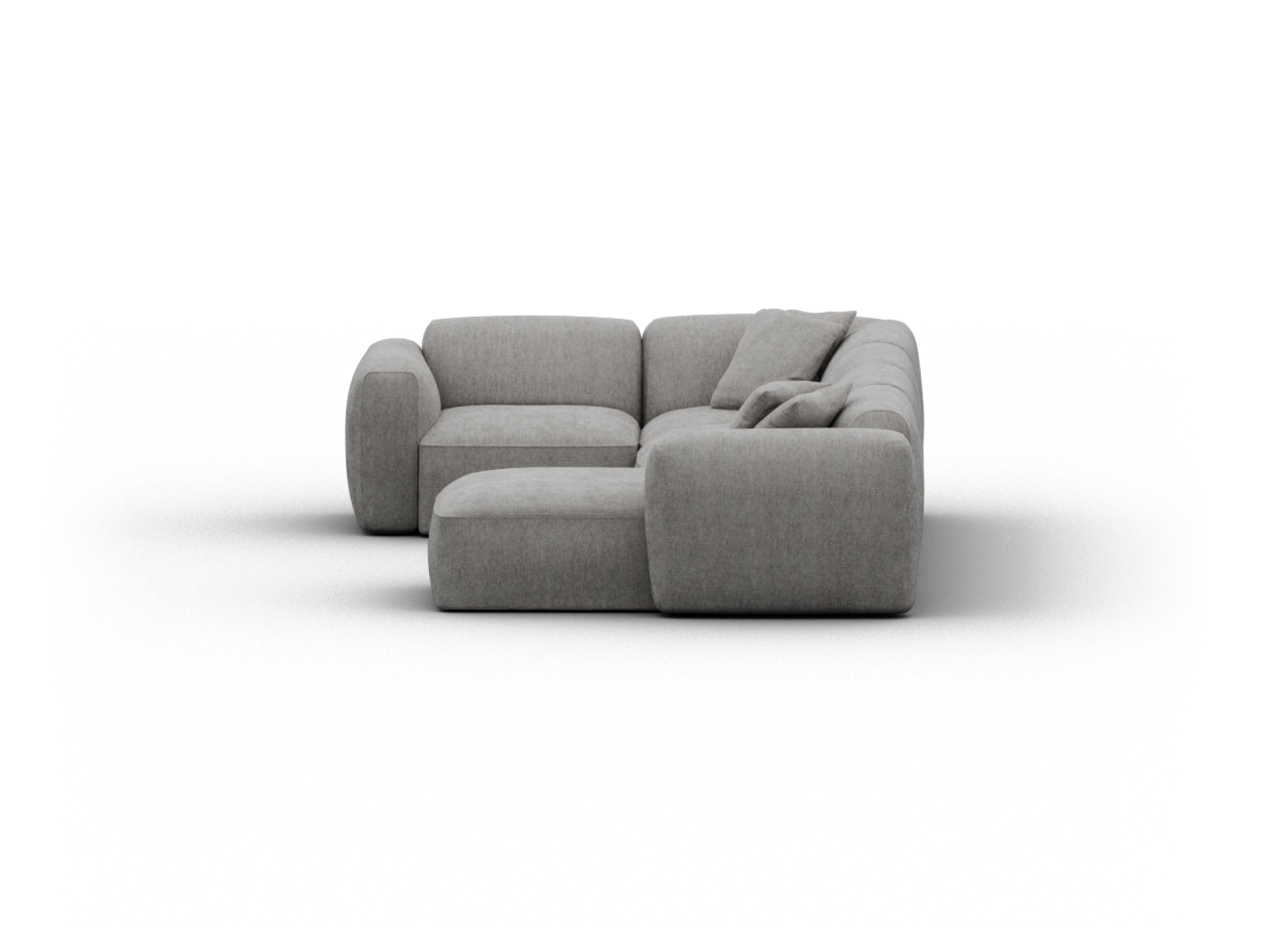 Torquay Modular Sofa - Regular / 5 Sections with Chaise / Moonlit Silver (Luxe)