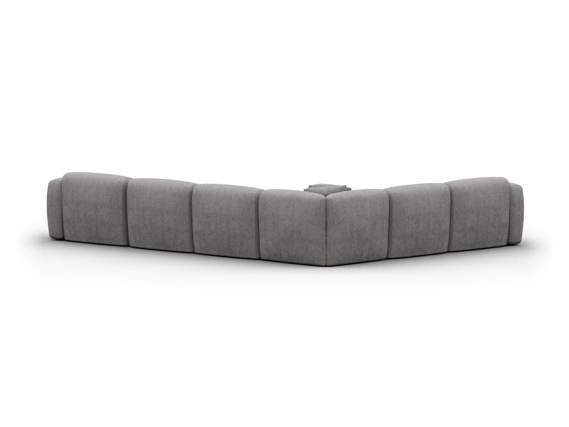 Luxurious grey sectional sofa in premium fabric, featuring a sleek L-shape design with deep seating and plush cushioning, ideal for contemporary living spaces.