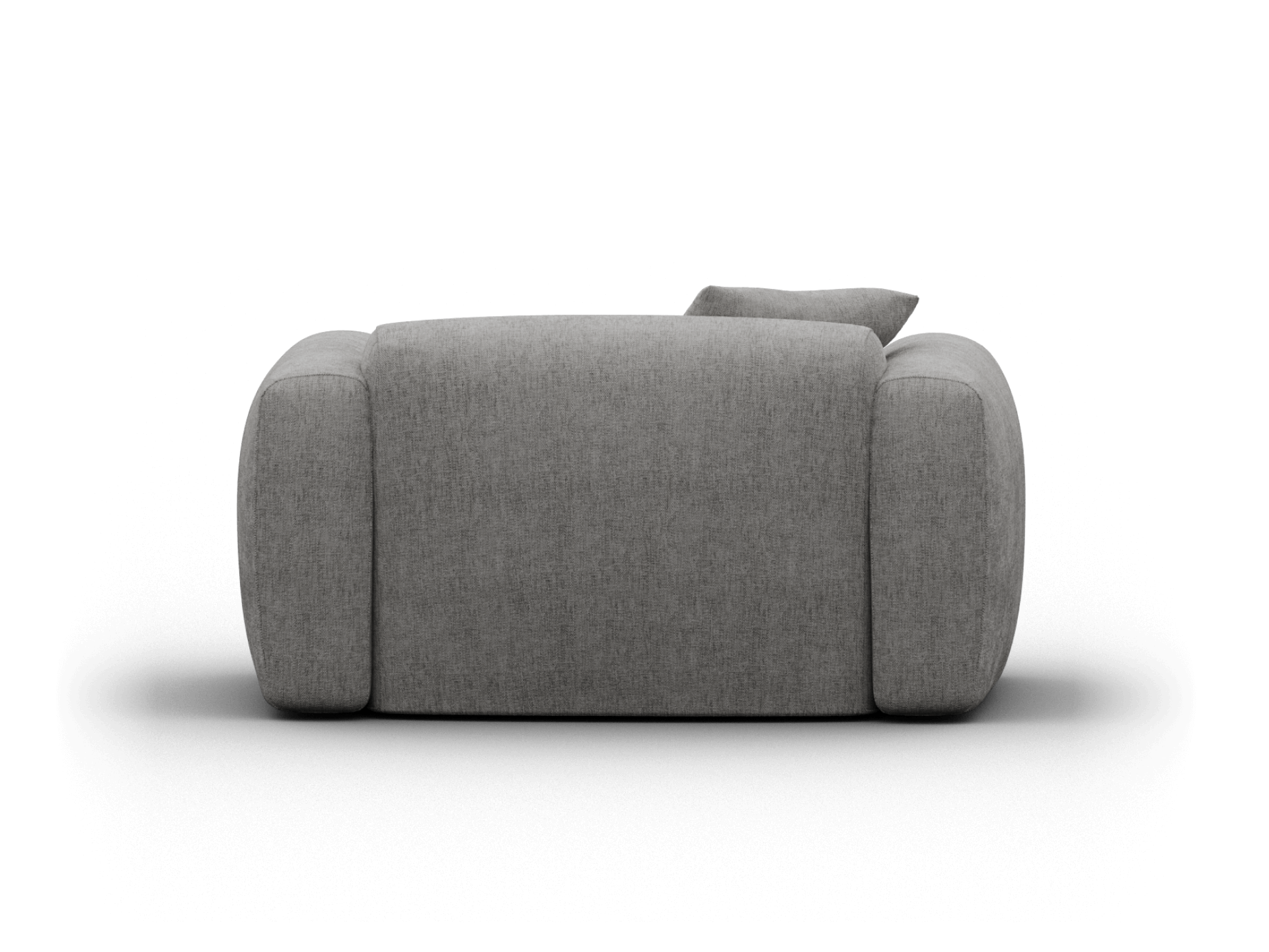 Luxurious grey fabric sofa with plush cushioning and rounded arms, offering a modern aesthetic. Perfect for contemporary living spaces.