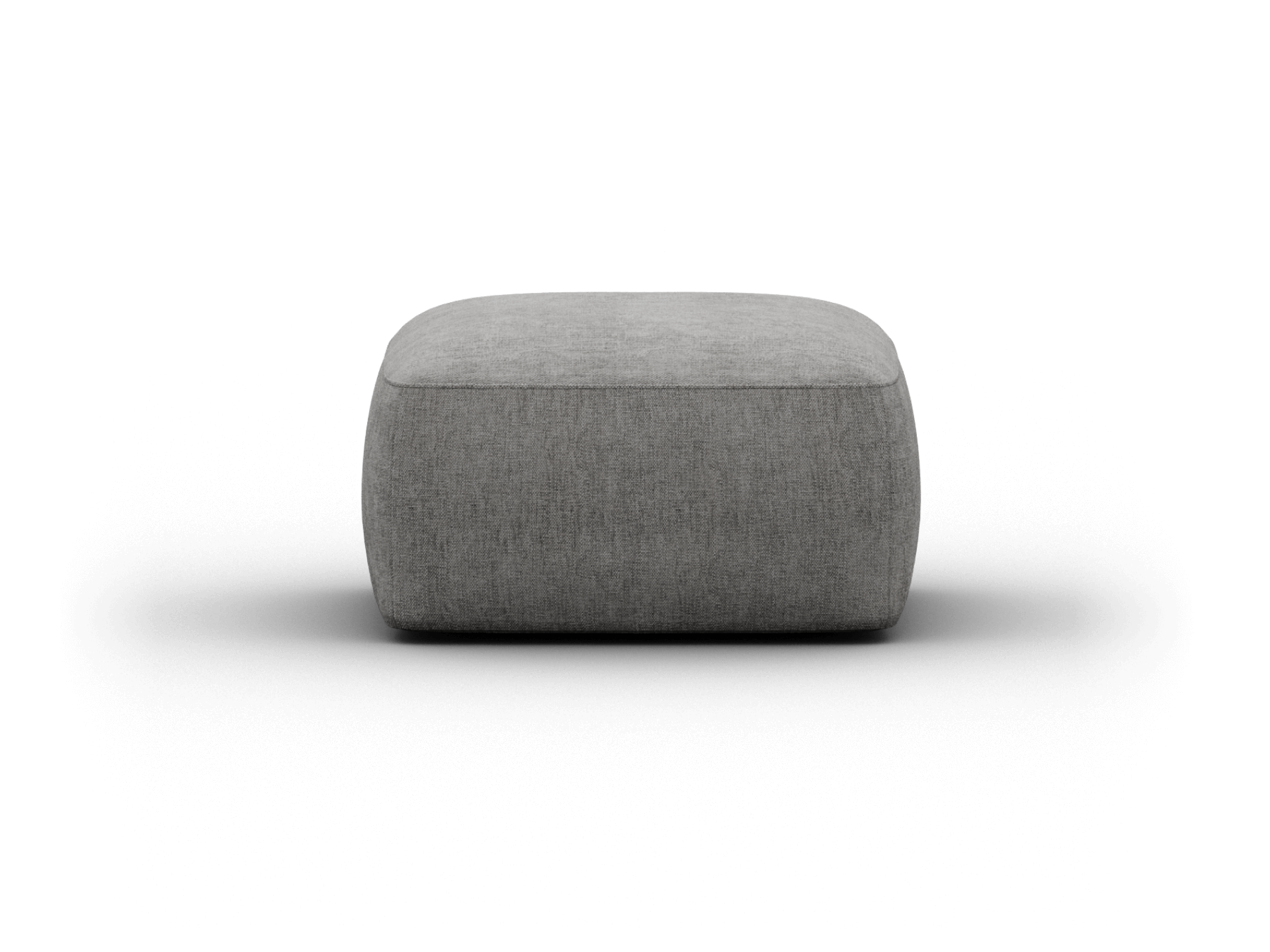 Grey fabric ottoman featuring a sleek, rectangular design. Upholstered in premium linen, offering a minimalist aesthetic perfect for modern living spaces.