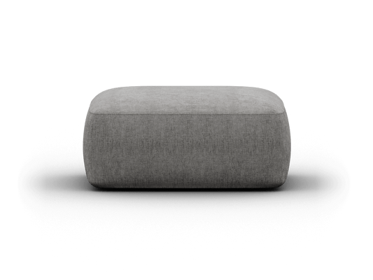 Luxurious rectangular ottoman in light grey fabric with a soft, plush finish. Perfect for contemporary living spaces, offering comfort and elegance.