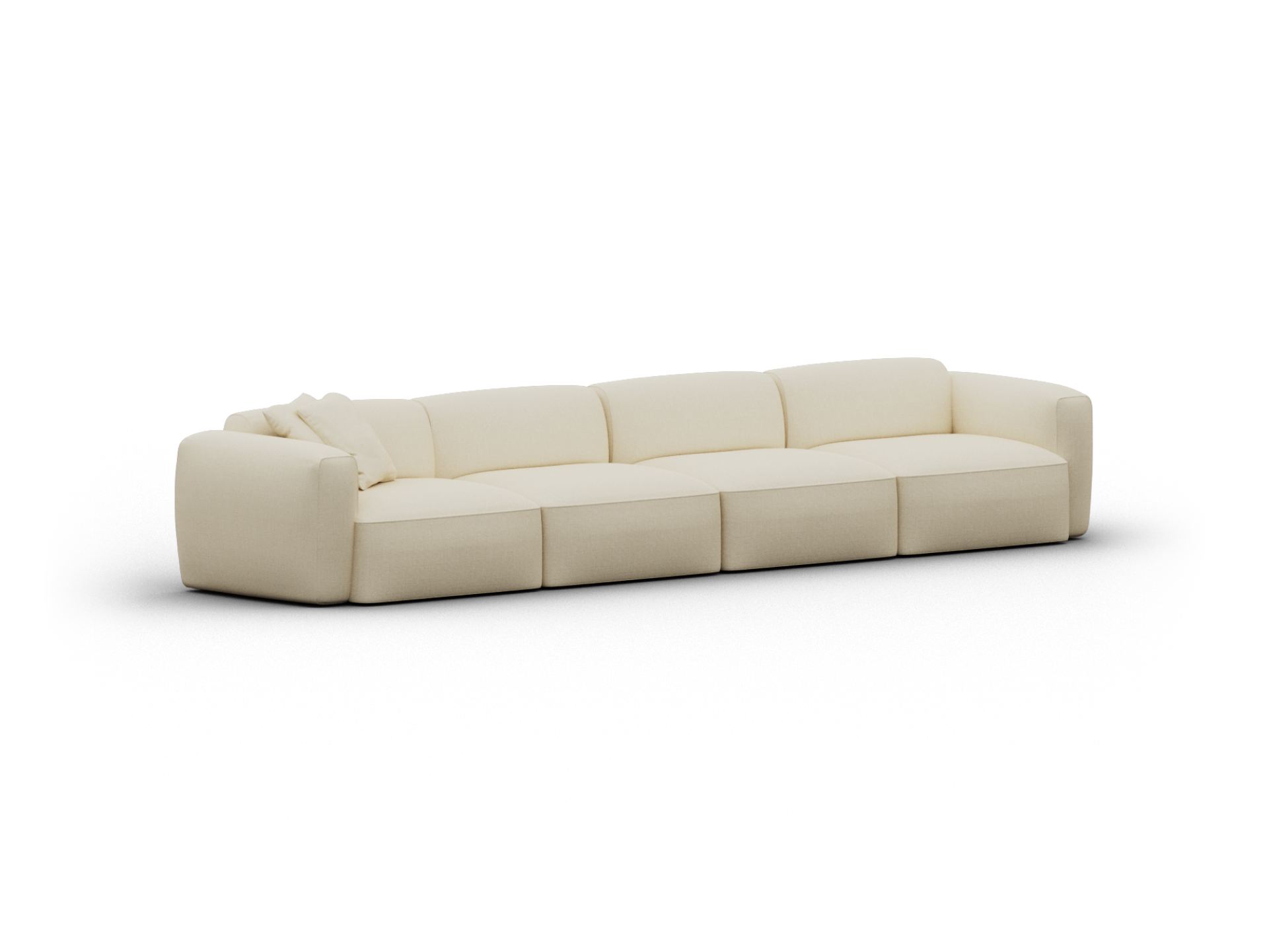 Luxurious cream modular sofa with plush, deep seating and soft fabric finish, ideal for modern living rooms.