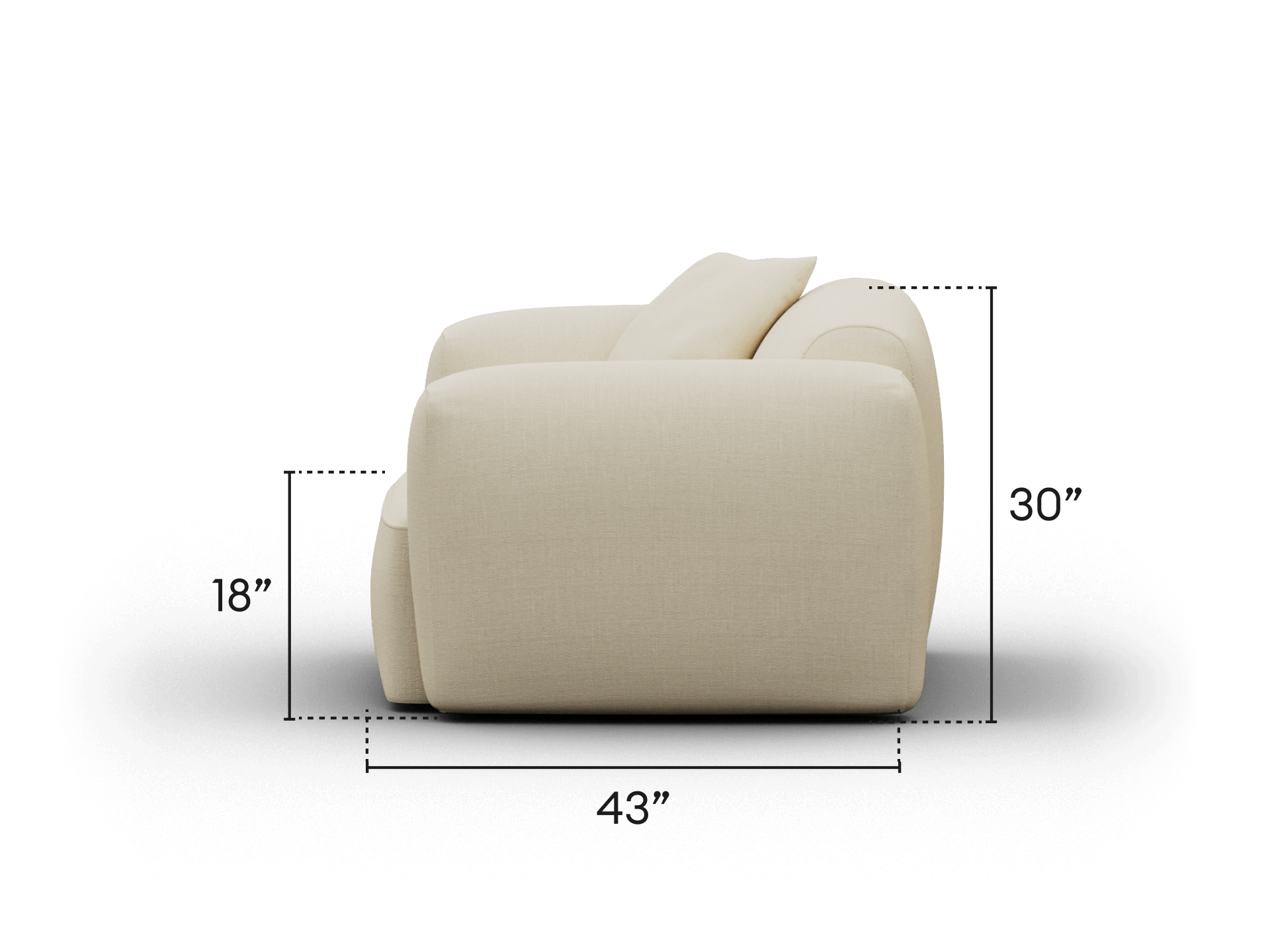 Luxurious cream sofa with plush upholstery, elegantly curved arms, and deep cushioning. Perfect for a modern living room, offering a sophisticated, cosy vibe.