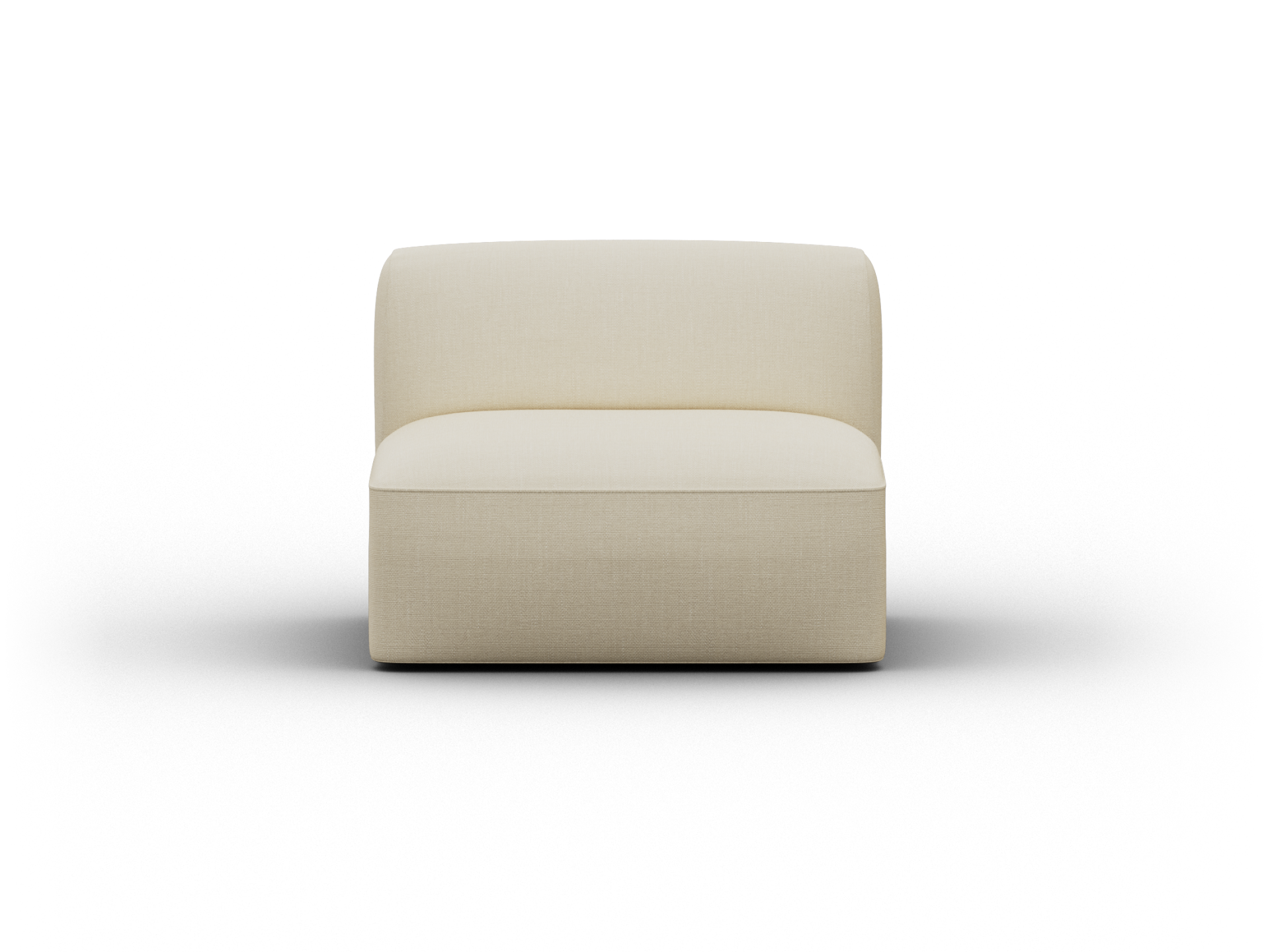 Beige armless sofa chair with plush upholstery and clean lines, features minimalist design. Perfect for a sleek living room or modern lounge area.