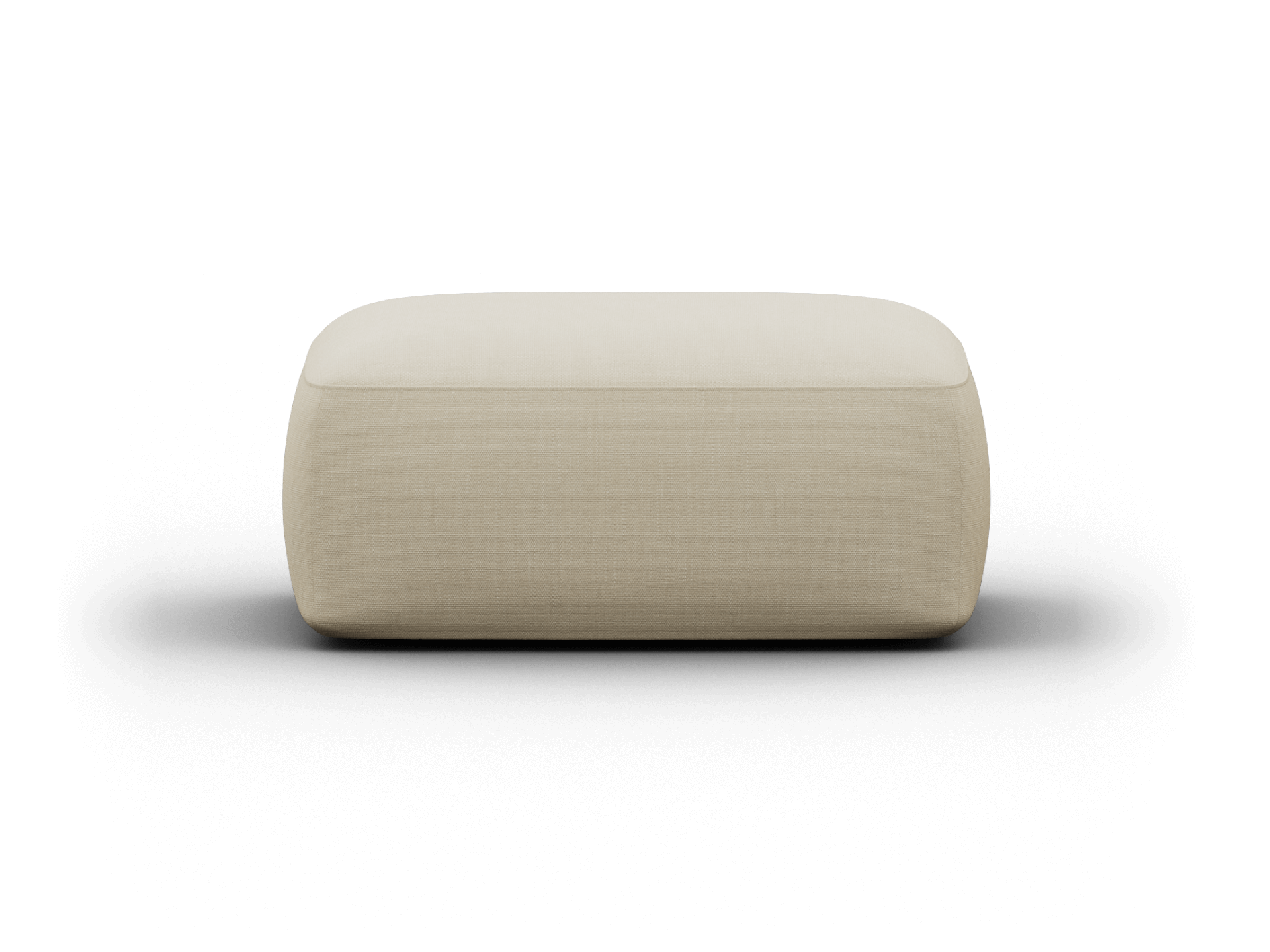 Luxurious beige upholstered ottoman featuring a minimalist rectangular design in a modern setting. Perfectly suited for high-end living spaces.