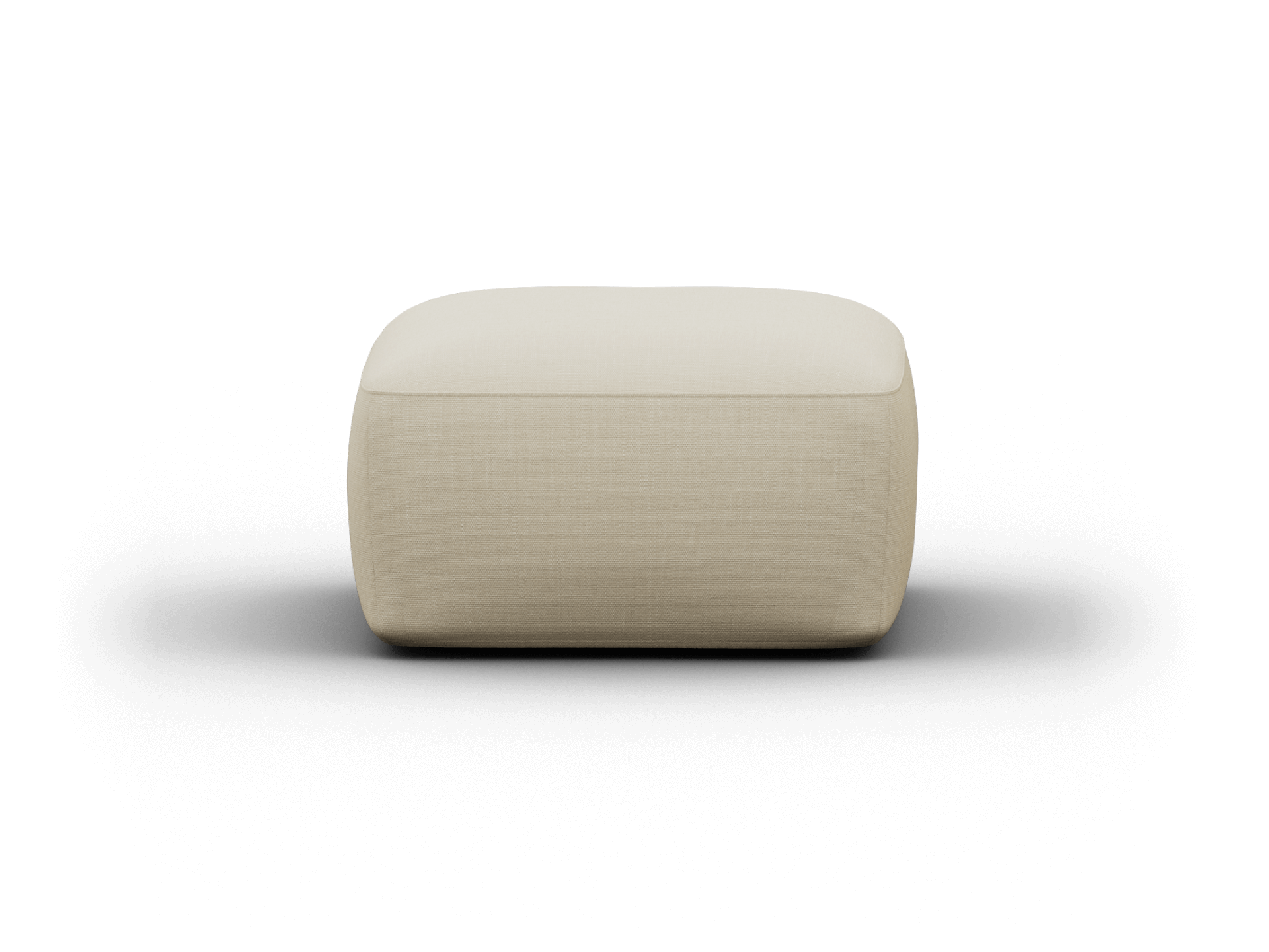Luxurious rectangular ottoman in beige fabric, offering a smooth, minimalist design. Perfect for contemporary living areas as versatile seating or footrest.