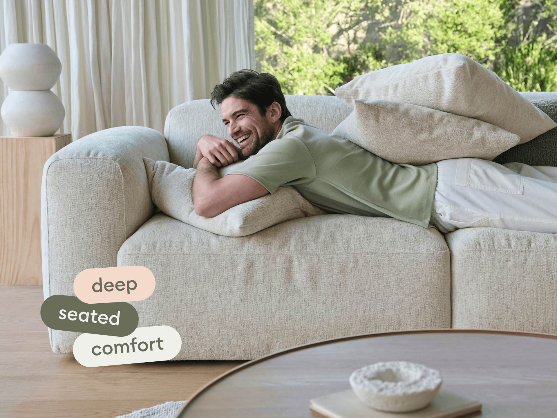 Torquay Modular Sofa - Regular / 2 Sections / Silver Sand (Luxe)