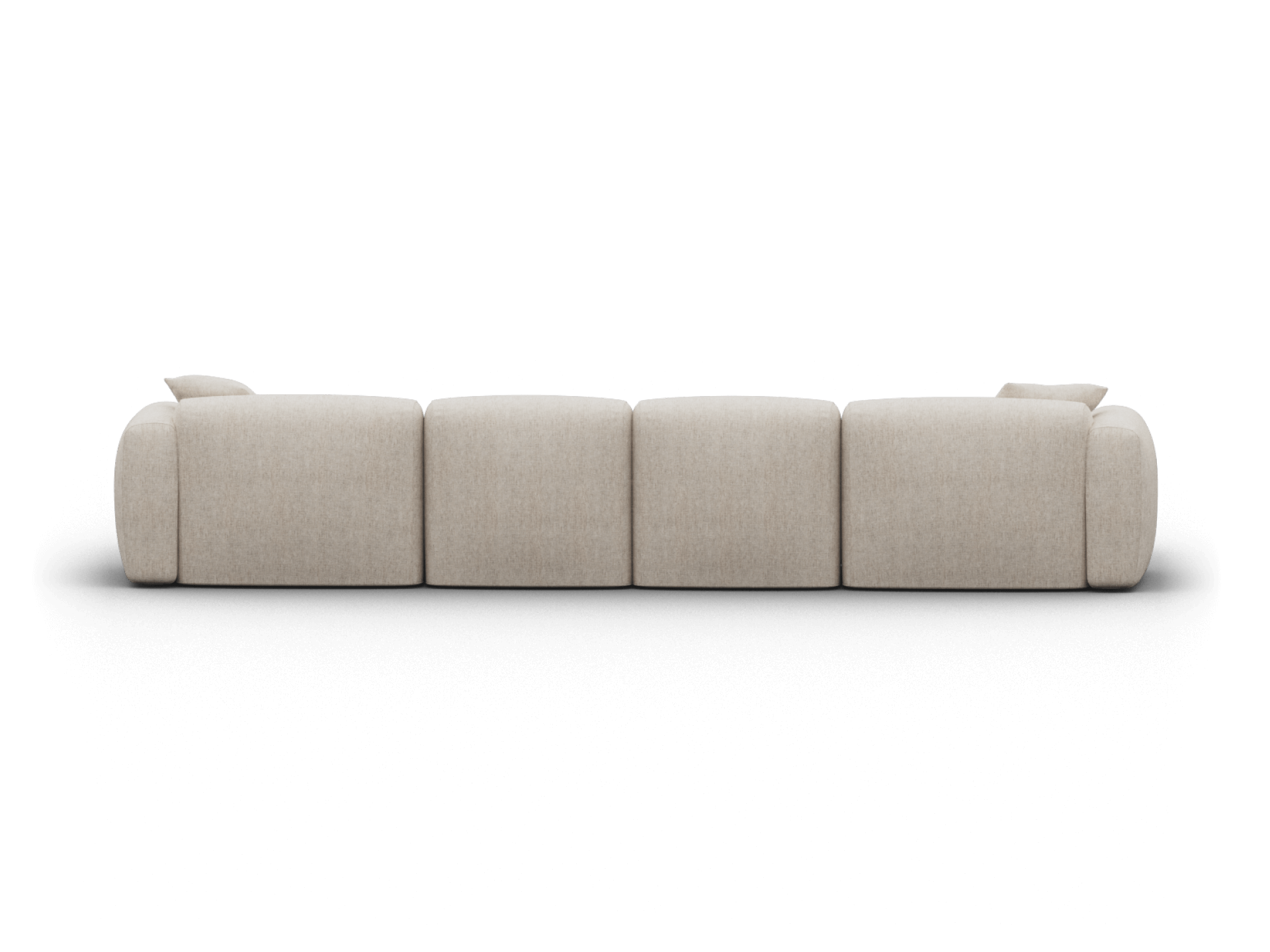 Luxurious modular sofa with premium beige fabric upholstery and plush cushioning. Features a sleek silhouette, ideal for contemporary living spaces.