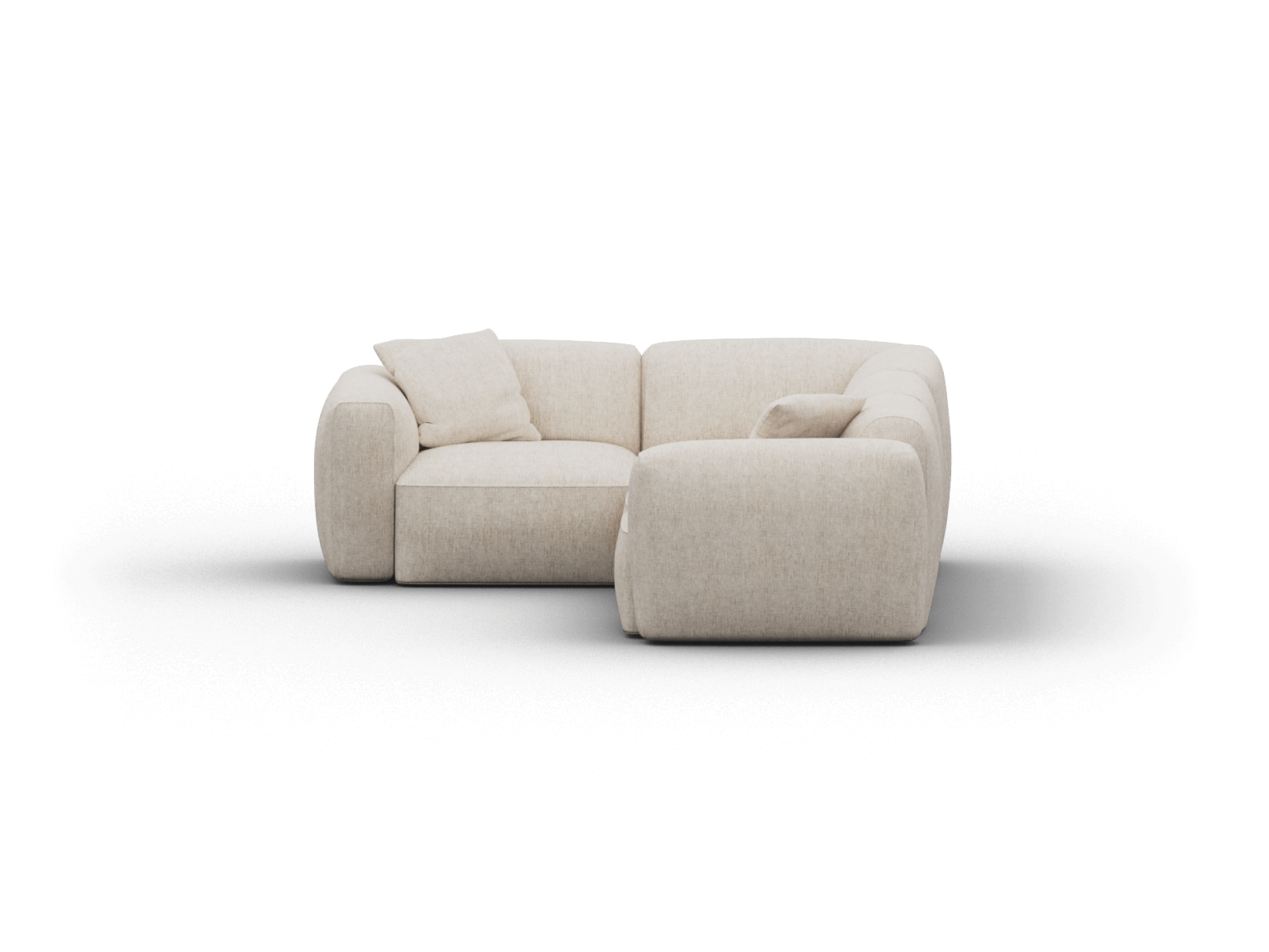 Plush beige modular sofa in premium fabric, featuring a rounded silhouette and deep cushions for ultimate comfort. Ideal for a contemporary living space.