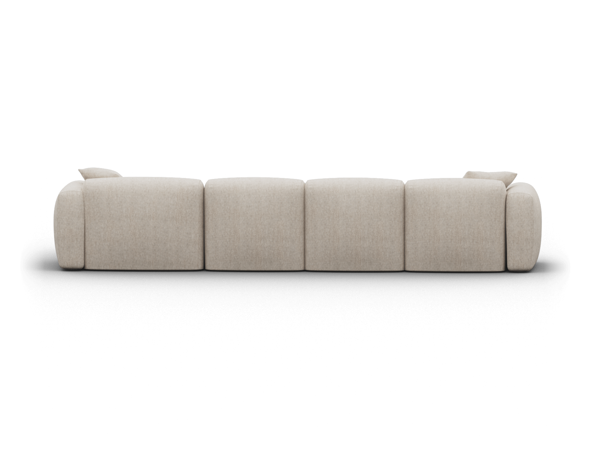 Elegant beige modular sofa in premium fabric; plush cushioning, sleek lines and minimalist design perfect for a sophisticated living space.