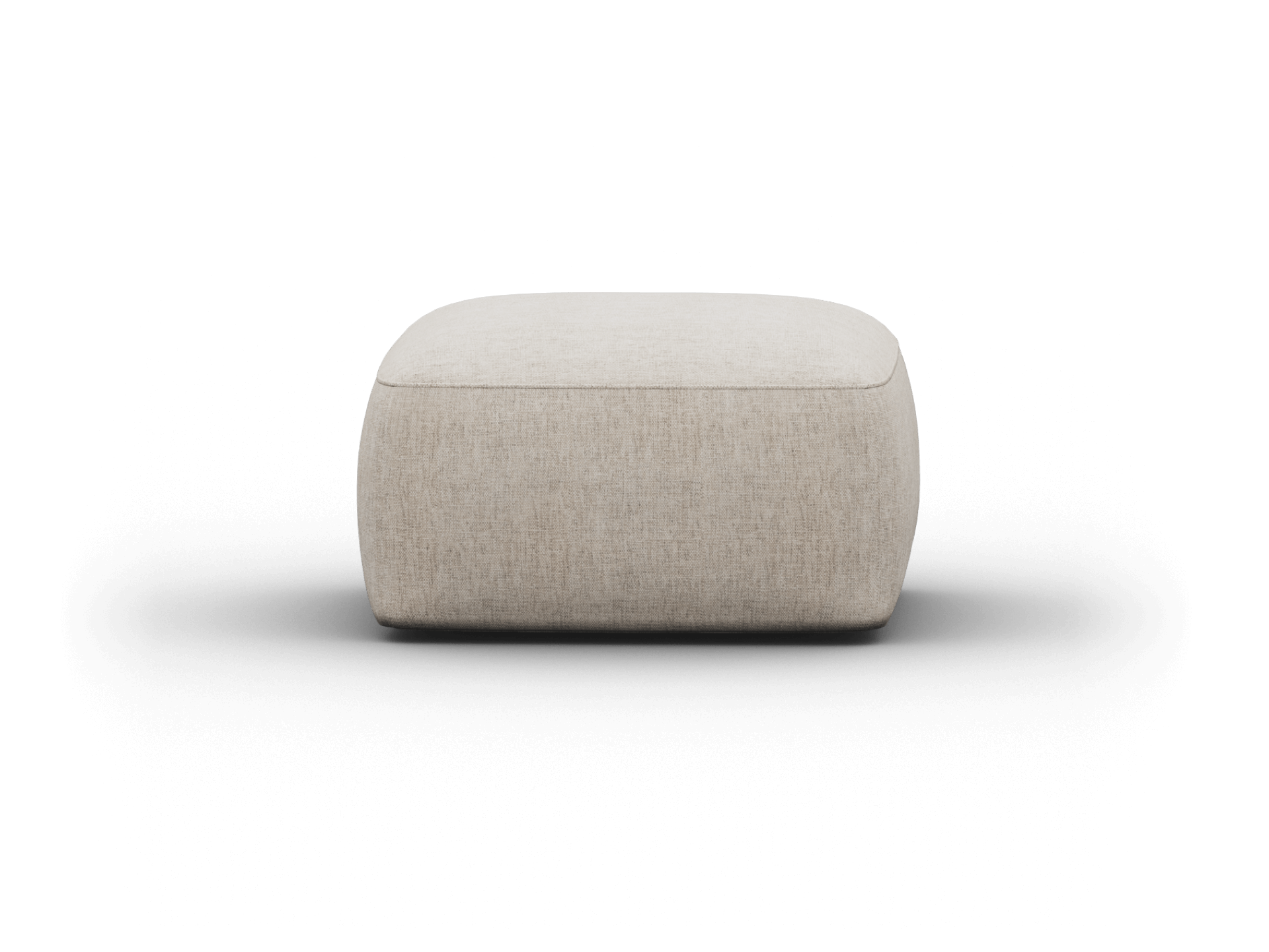Elegant rectangular ottoman with beige fabric upholstery and rounded corners, offering a sophisticated addition to a modern Australian living room.