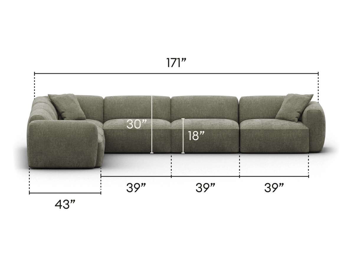 Elegant modular sofa in a deep grey fabric, featuring expansive seating, plush cushions, and minimalist lines. Perfect addition for sophisticated living spaces.