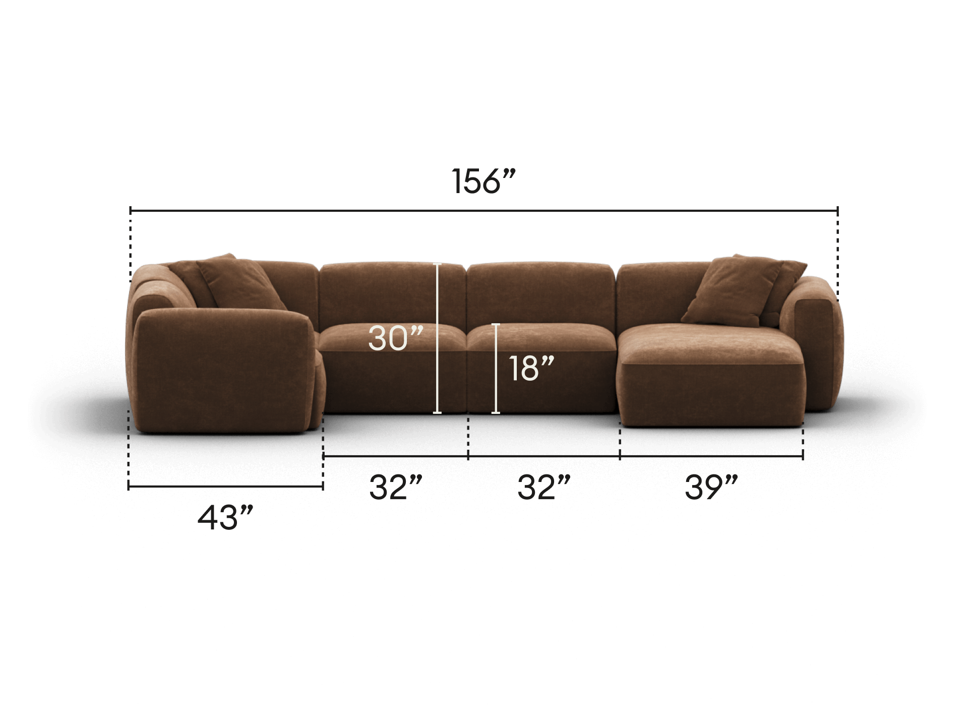 Luxurious brown velvet sectional sofa featuring plush cushions and a spacious L-shape design, perfect for modern living room settings.