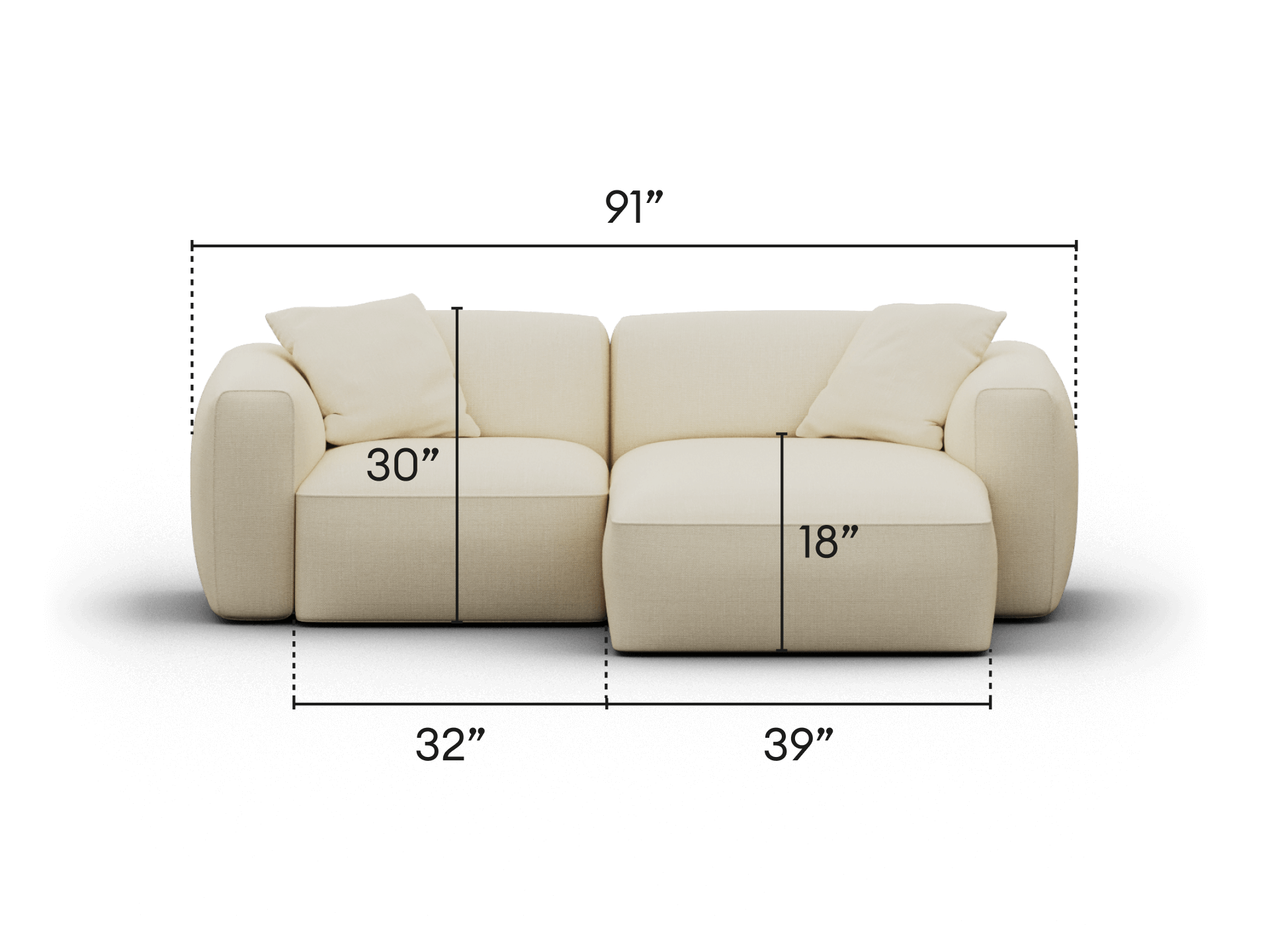 Elegant beige sectional sofa with plush cushions, durable fabric, and modern lines. Perfect for spacious living areas seeking refined comfort and style.