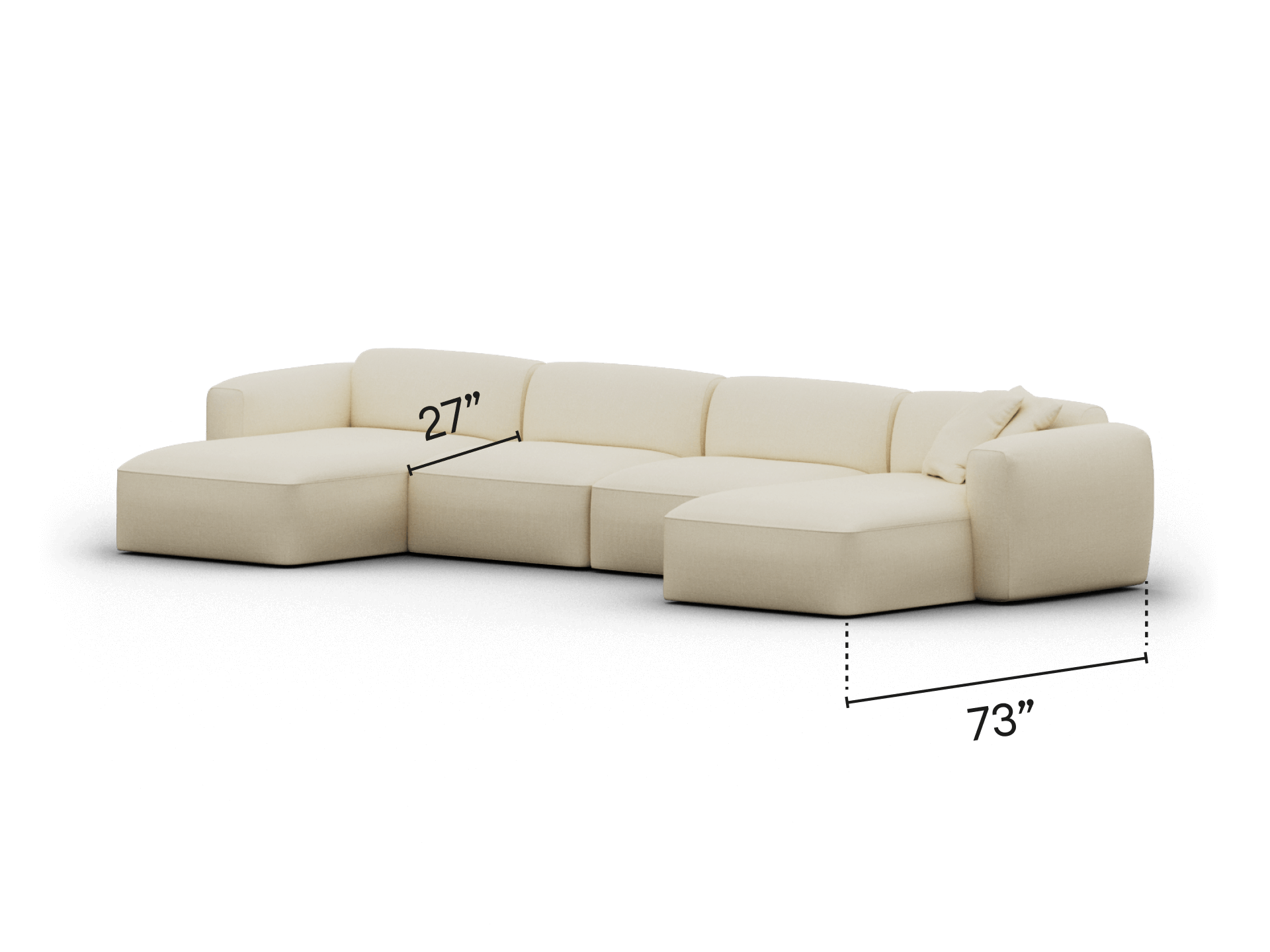 Luxurious beige sectional sofa, plush fabric, deep seats, chaise lounge, modular design, ideal for contemporary living rooms, offers comfort and style.