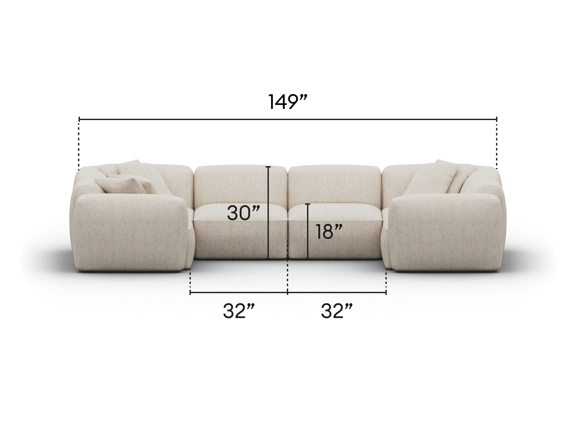 Luxurious modular sofa in soft beige upholstery, featuring plush cushioning and armless design. Perfect for a sophisticated living room setting.