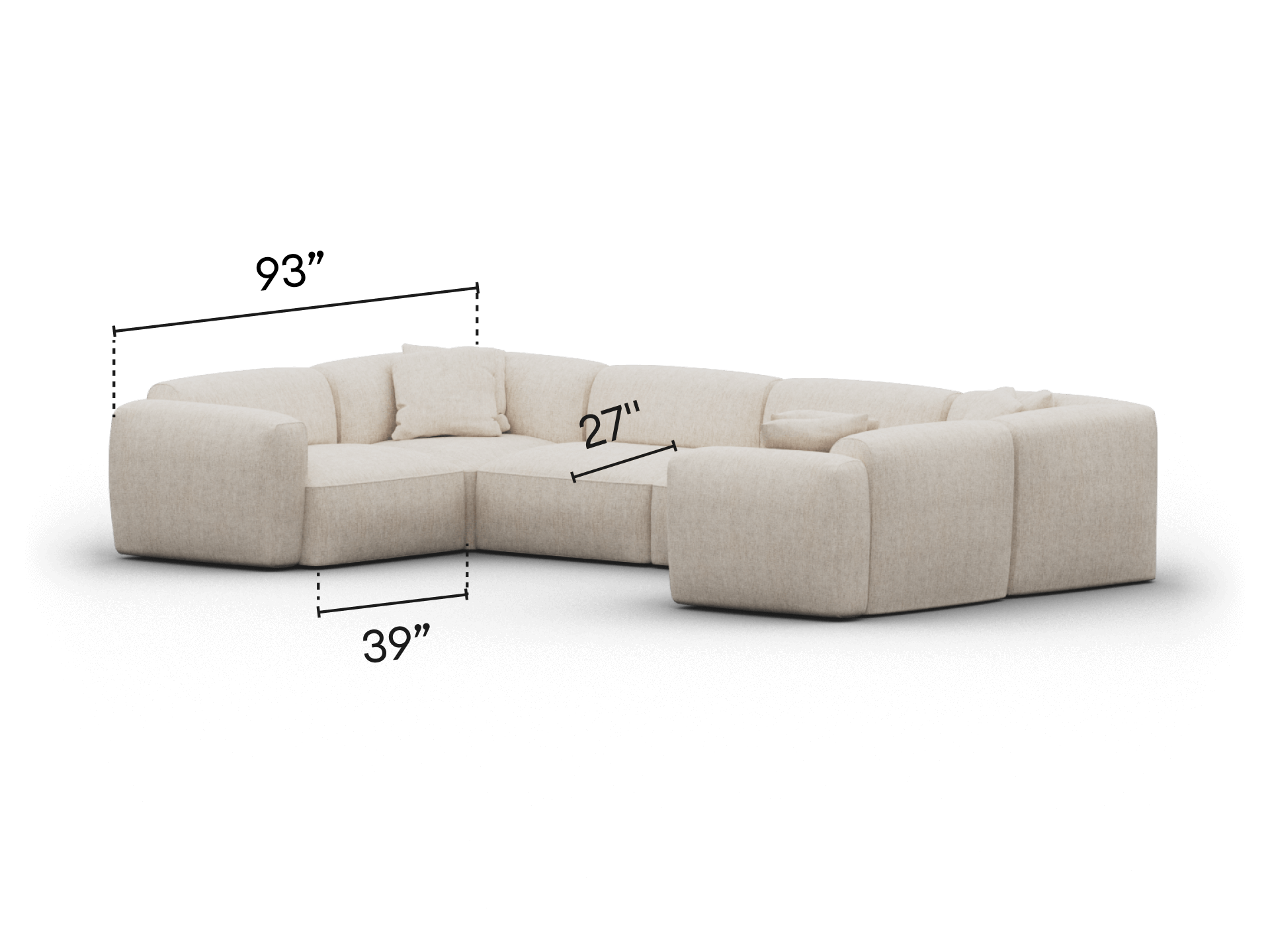 Luxurious modular sectional sofa in plush beige fabric, featuring generous deep seating and modern curves, perfect for sophisticated living areas.