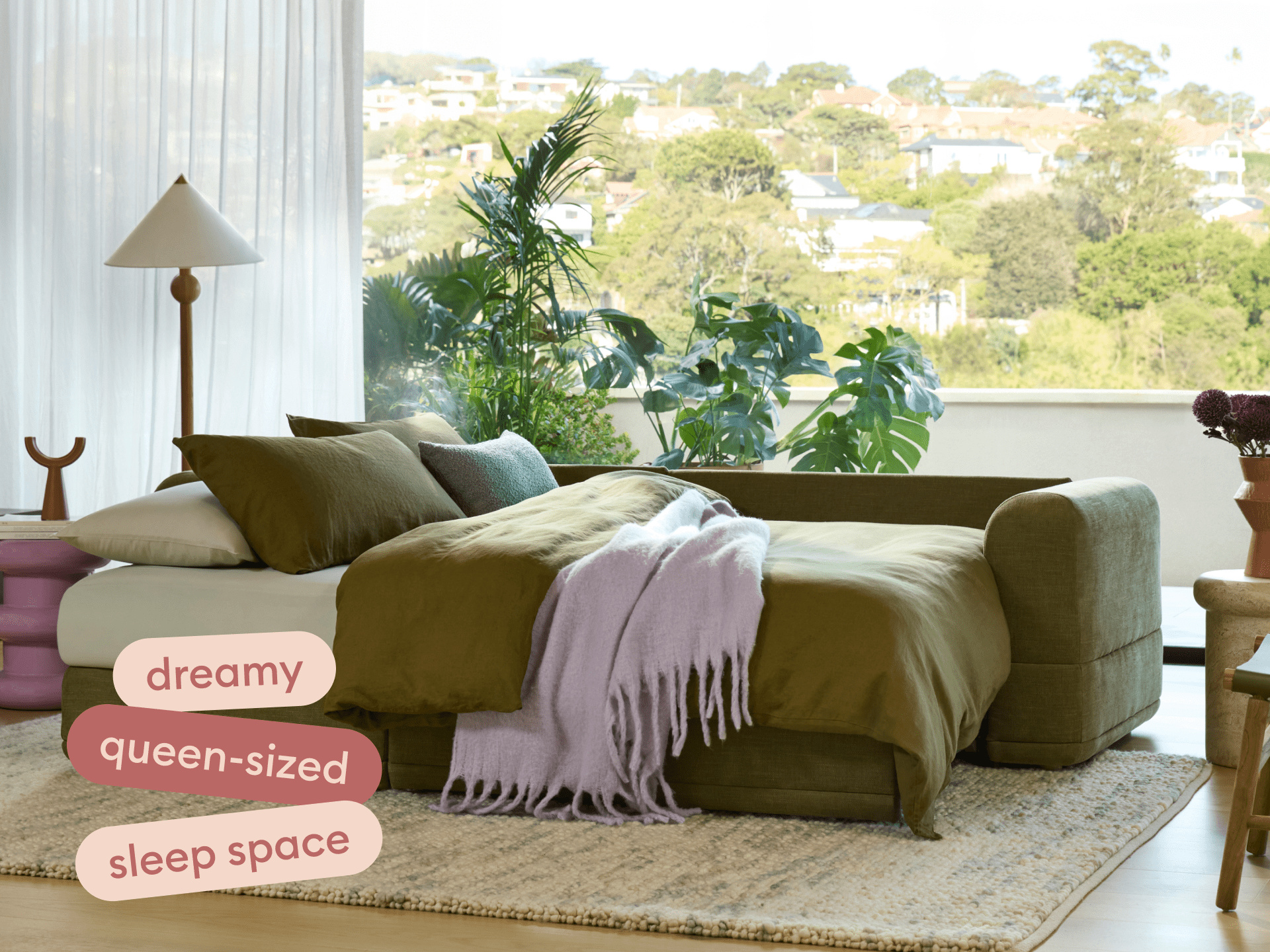 Wanda Sofa Bed - 99" Queen / Olive Butter