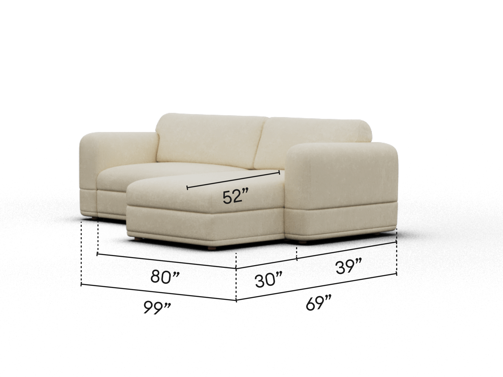 Wanda Sofa Bed - 99" Queen / Pearl Moon