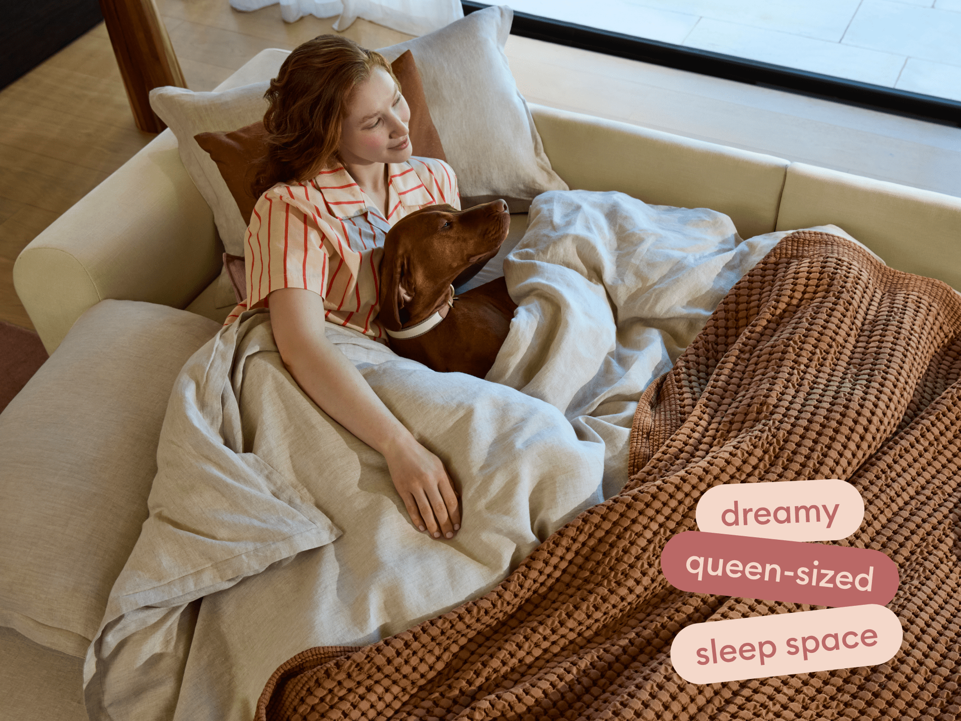 Wanda Sofa Bed - 99" Queen / Pearl Moon