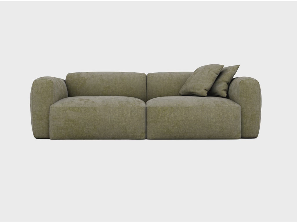 Cutaway showing the spring system and layered foam inside a Koala sectional sofa