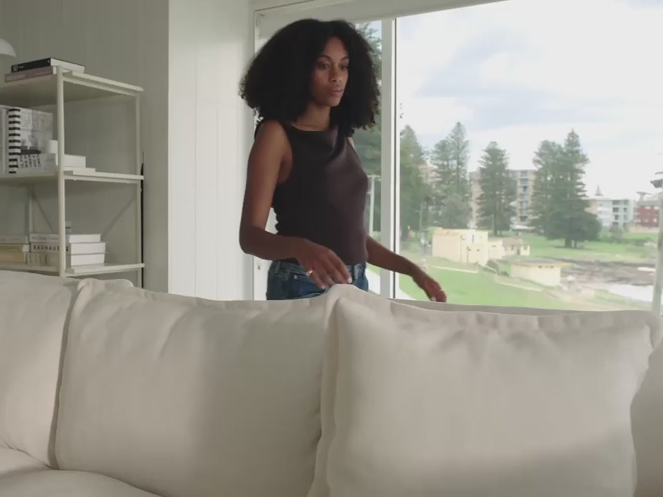 Removable covers being changed on a Koala modular sofa